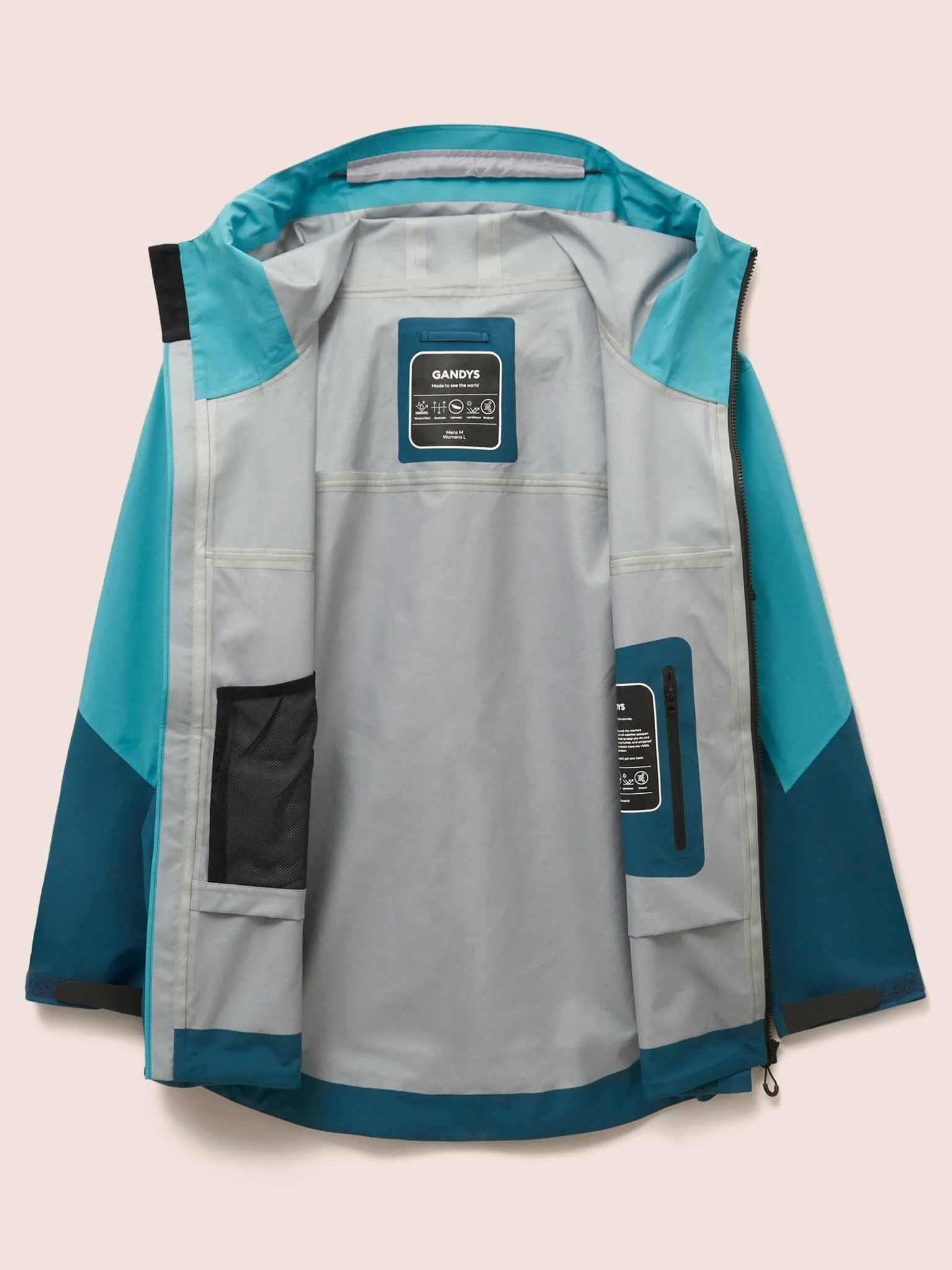 Argyle Waterproof Multi Pocket Jacket in Teal - Image 5