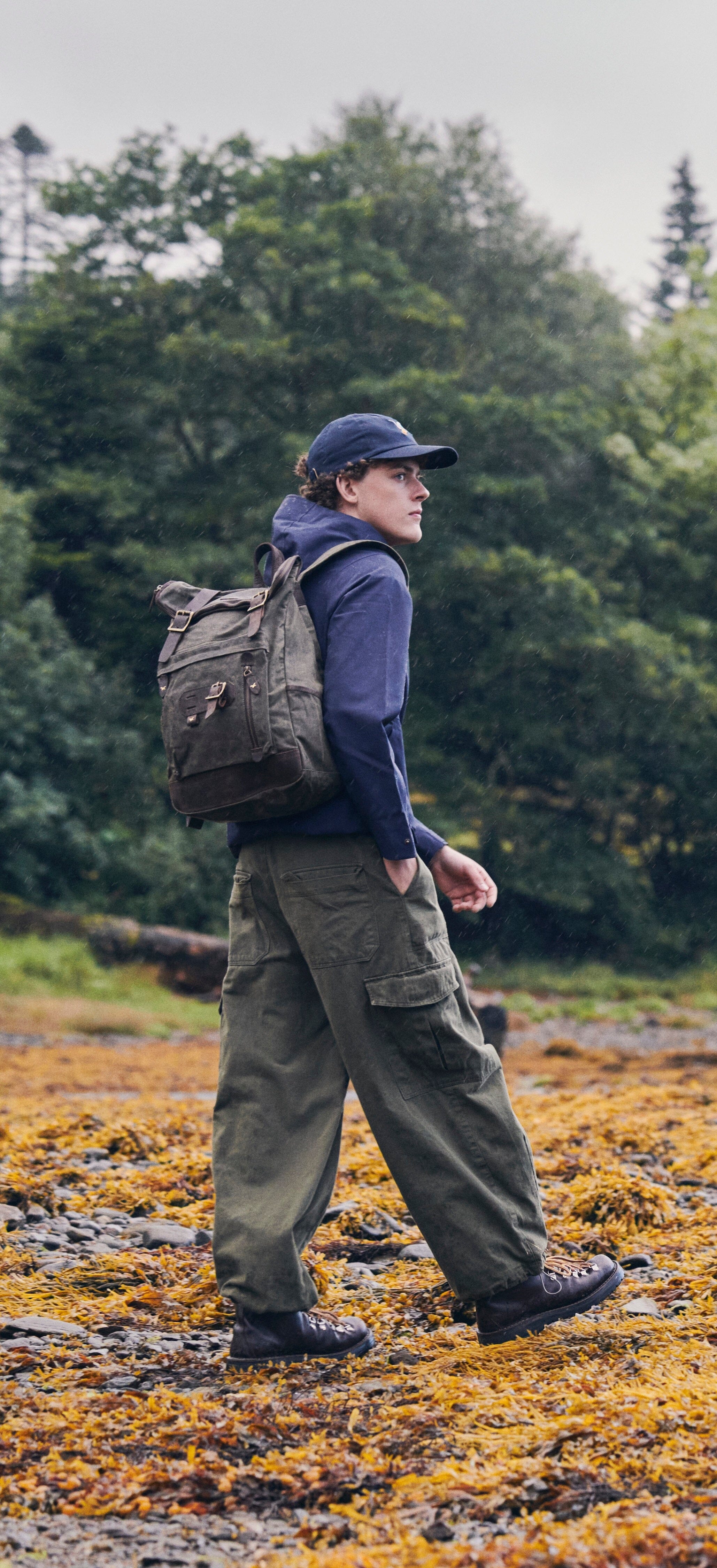 Bali Waxed Cotton Backpack in Khaki - Image 5