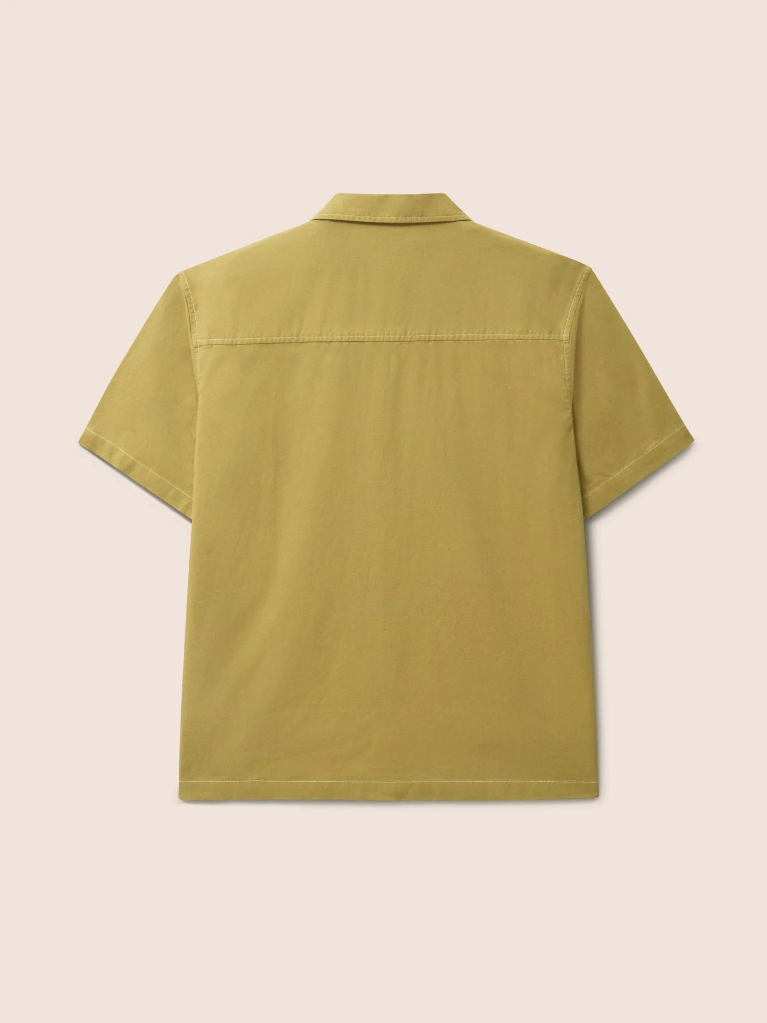 Baxter Cotton Embroidered Short Sleeve Shirt in Khaki - Image 4