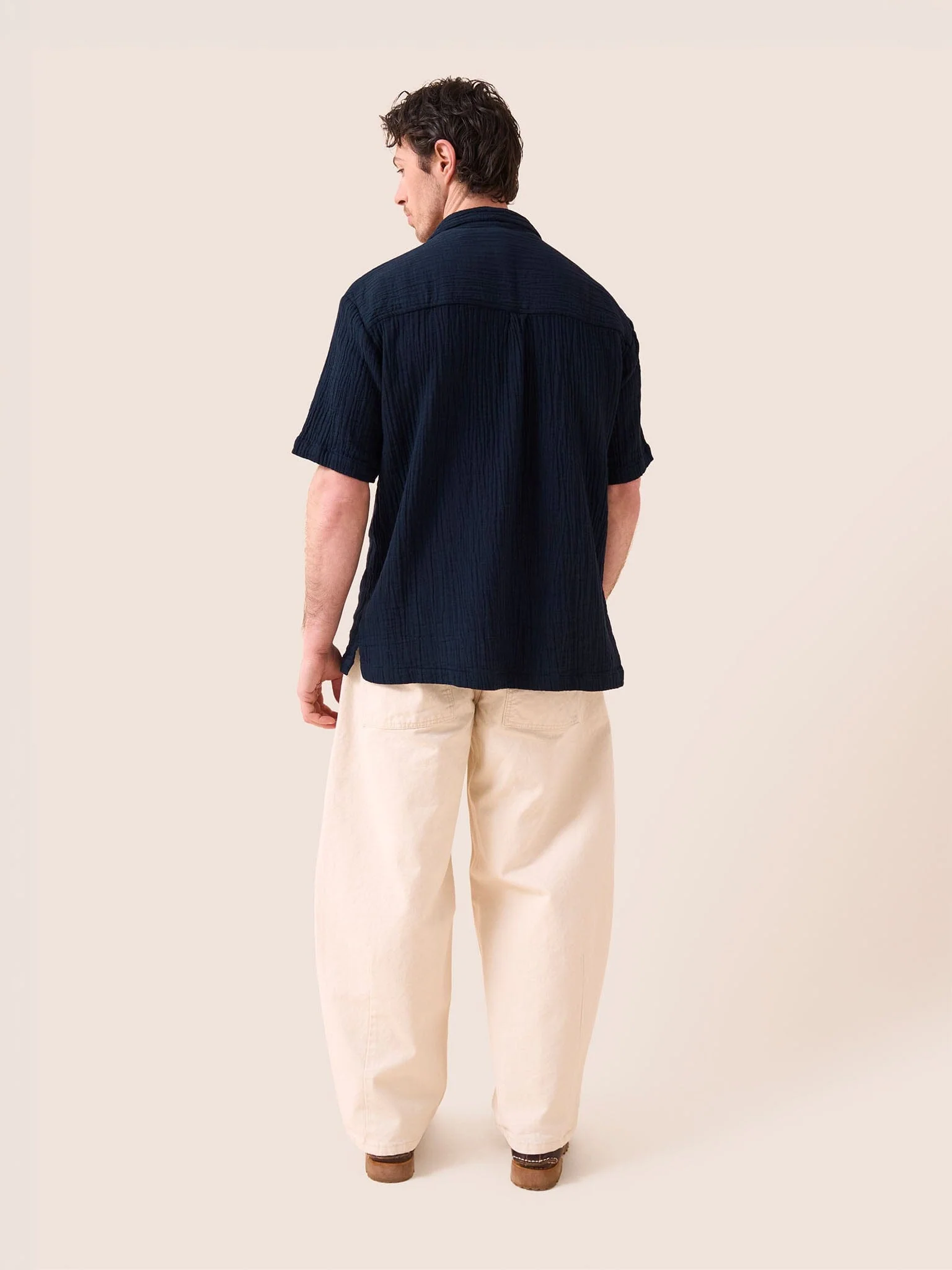 Baxter Cotton Shirt in Navy - Image 3