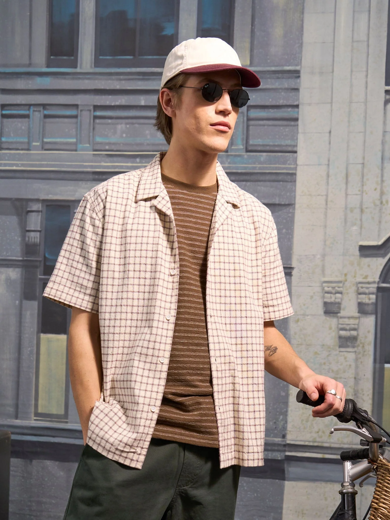 Baxter Cotton Short Sleeve Shirt in Brown Check - Image 6