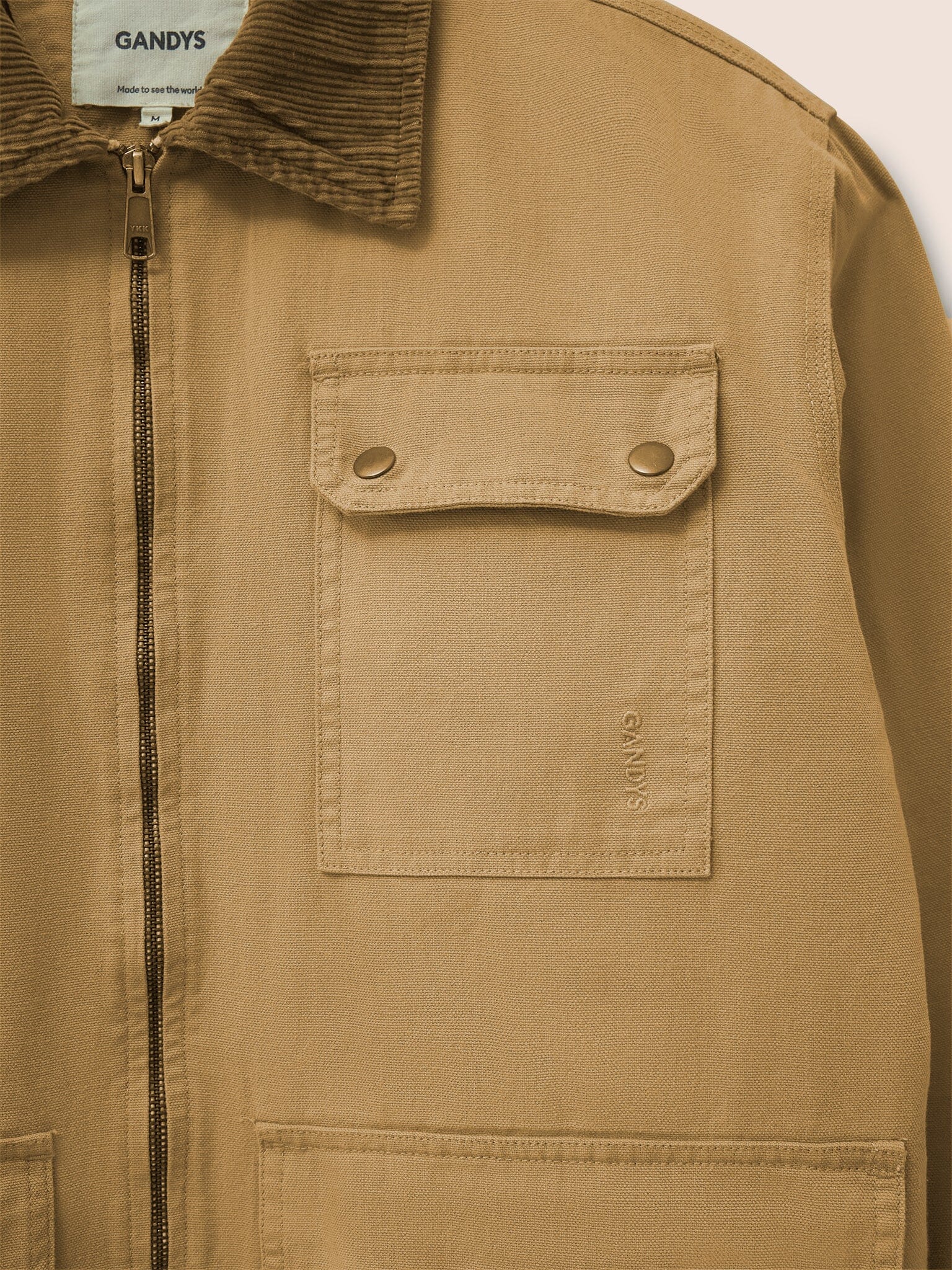 Noho Cotton Worker Jacket in Beige - Image 4