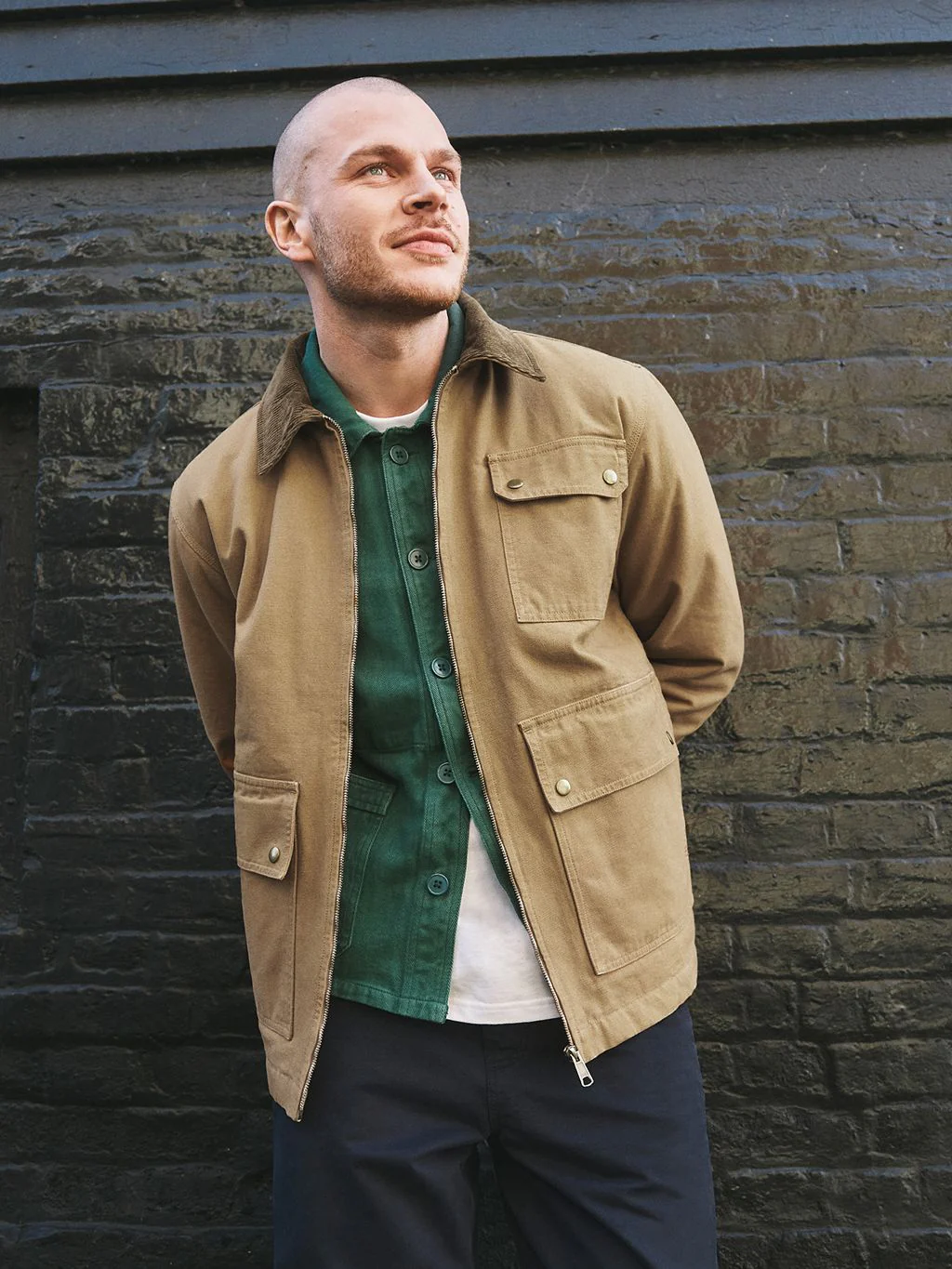 Noho Cotton Worker Jacket in Beige - Image 7