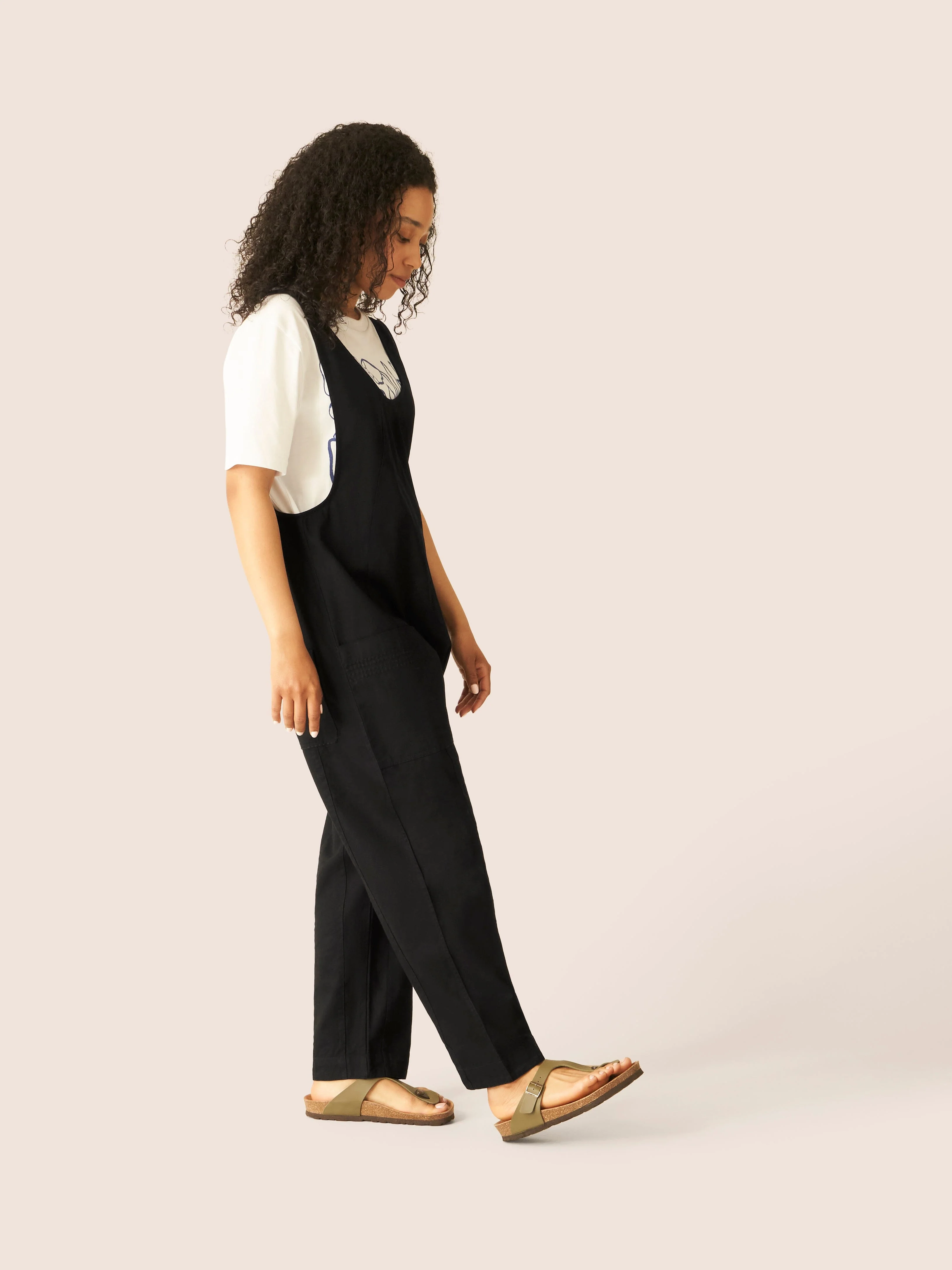 Steephill Cotton Dungarees in Black - Image 8