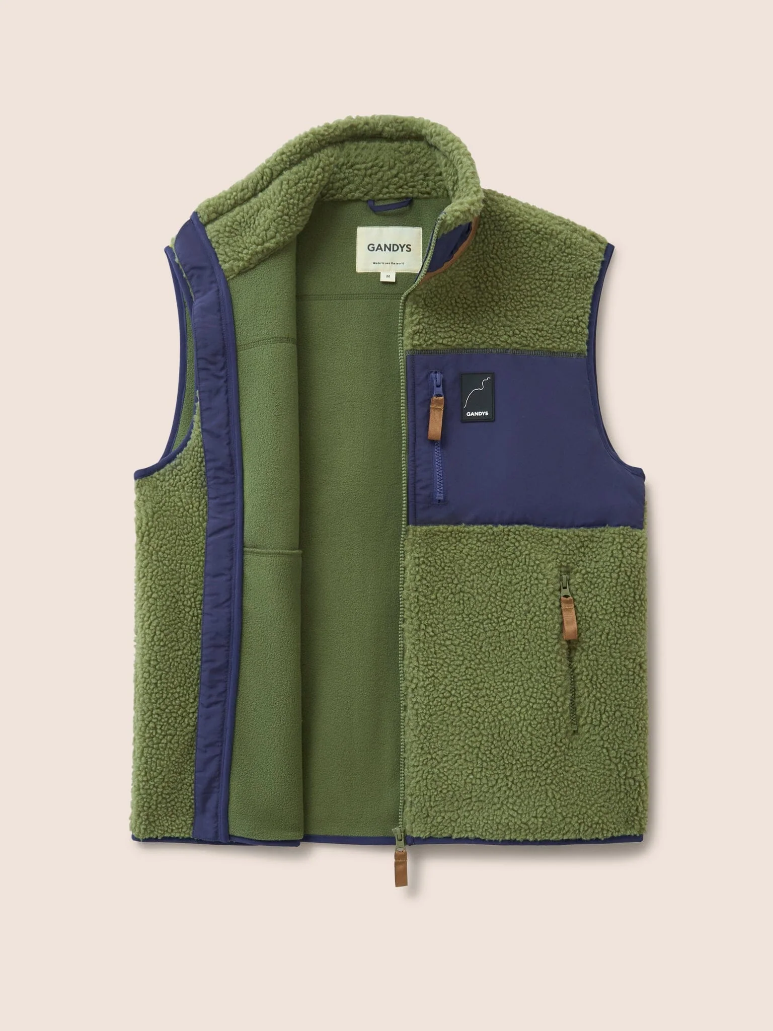 Boston Recycled Fleece Gilet in Green - Image 5