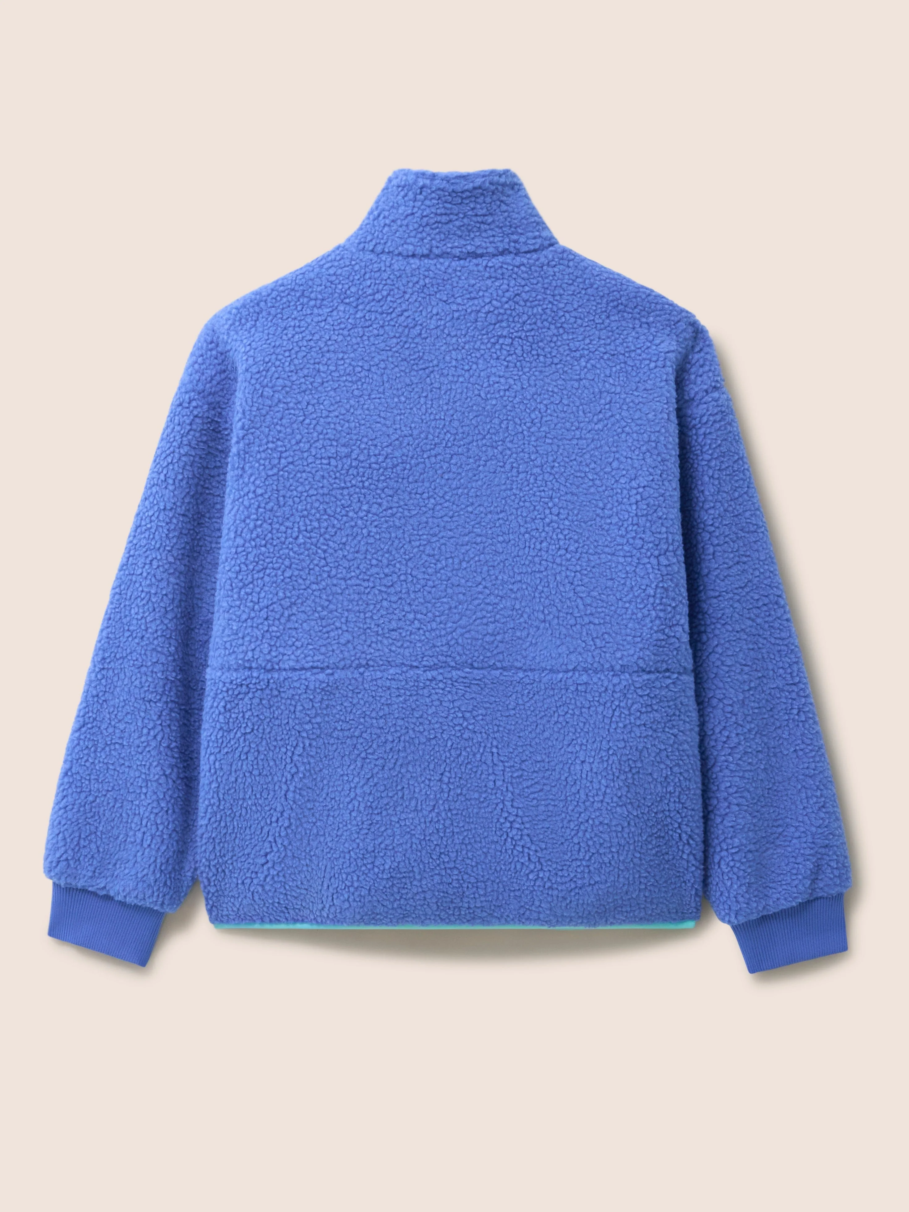 Brooklyn Recycled Fleece Zip front Jacket in Blue - Image 3