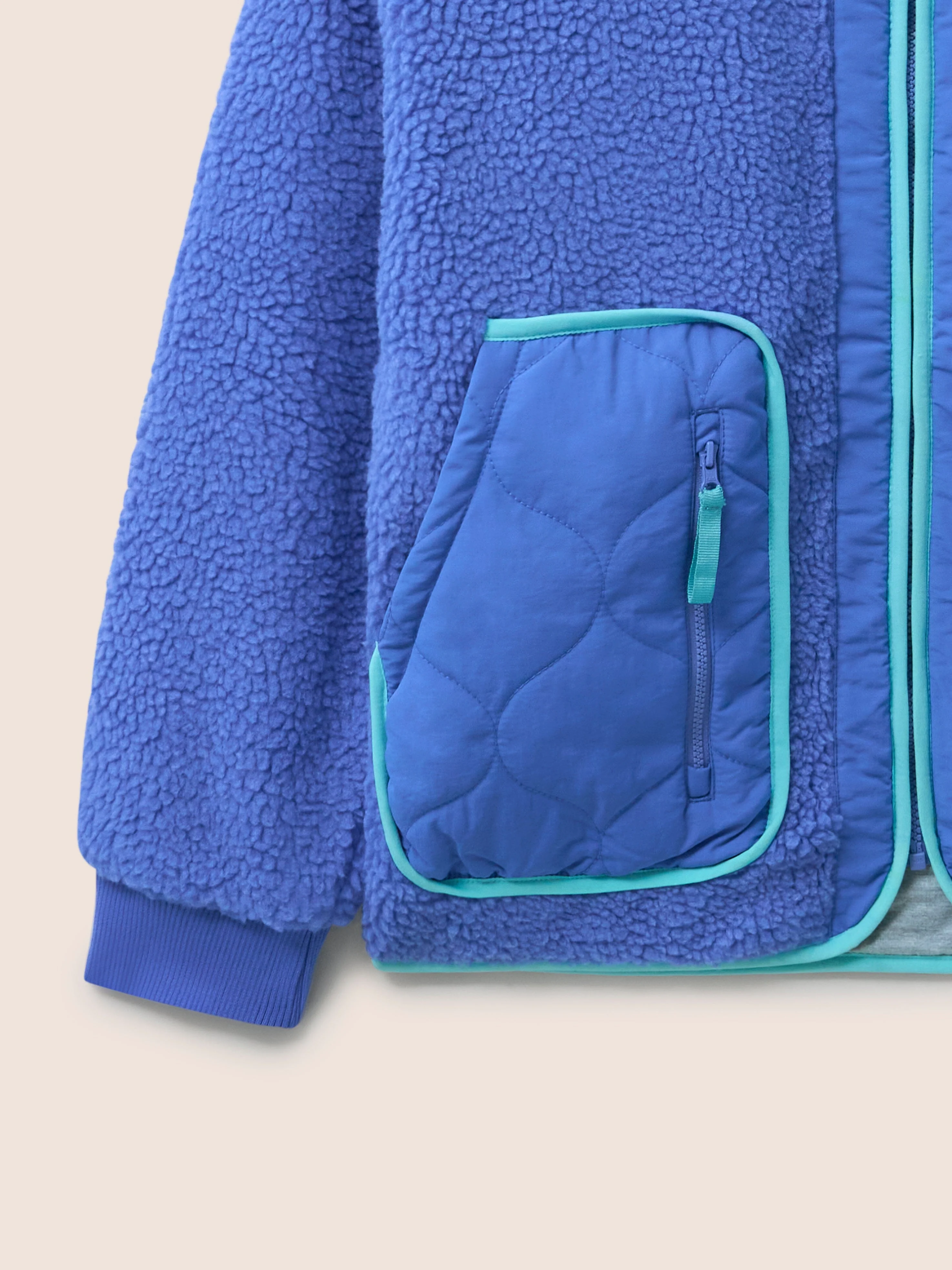 Brooklyn Recycled Fleece Zip front Jacket in Blue - Image 5