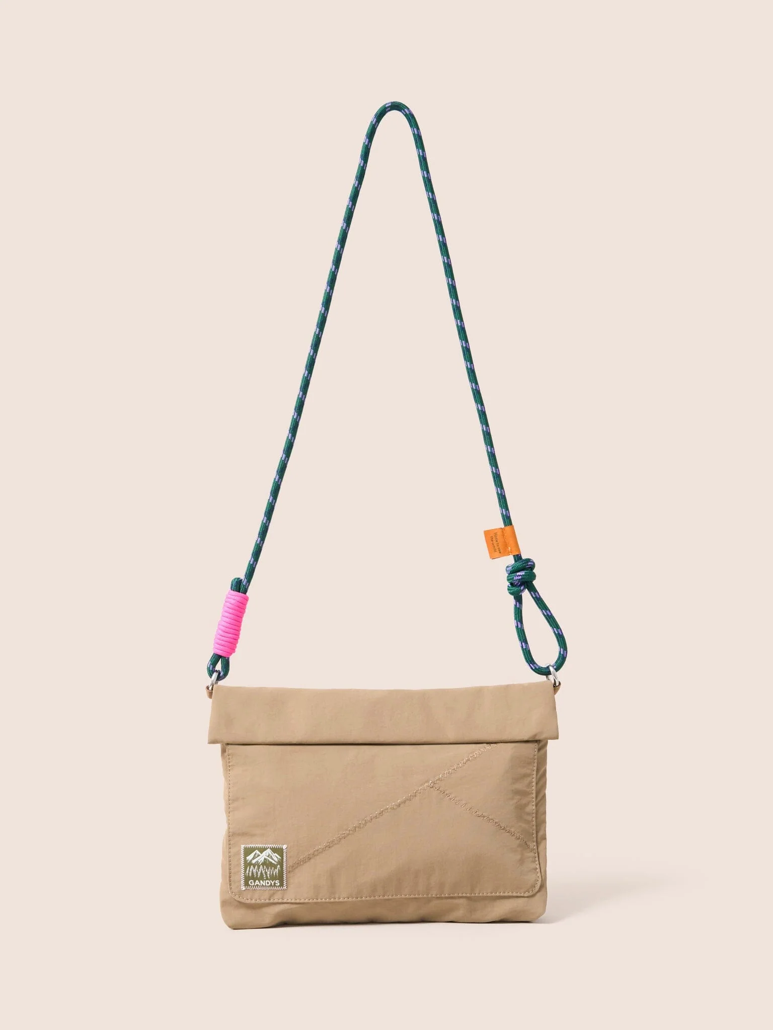 Carabiner Club Recycled Envelope Crossbody Bag in Taupe