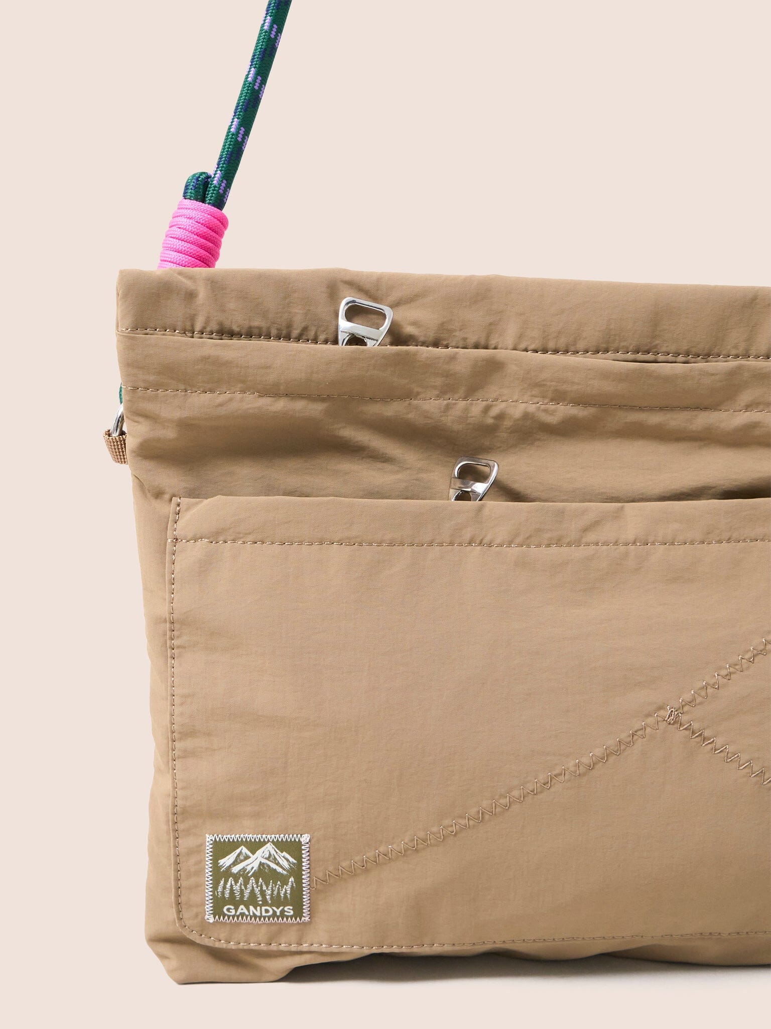 Carabiner Club Recycled Envelope Crossbody Bag in Taupe - Image 2