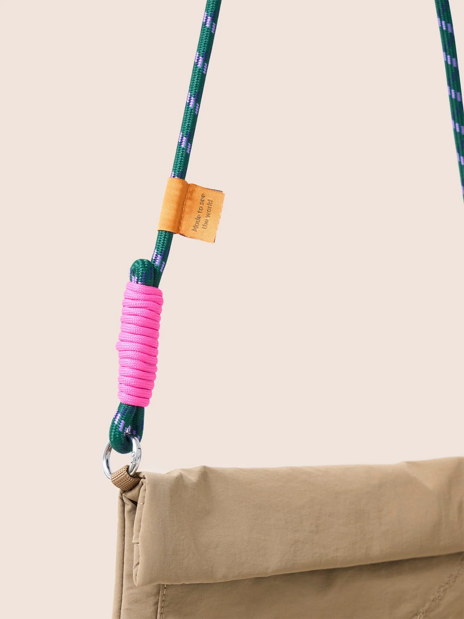 Carabiner Club Recycled Envelope Crossbody Bag in Taupe - Image 4