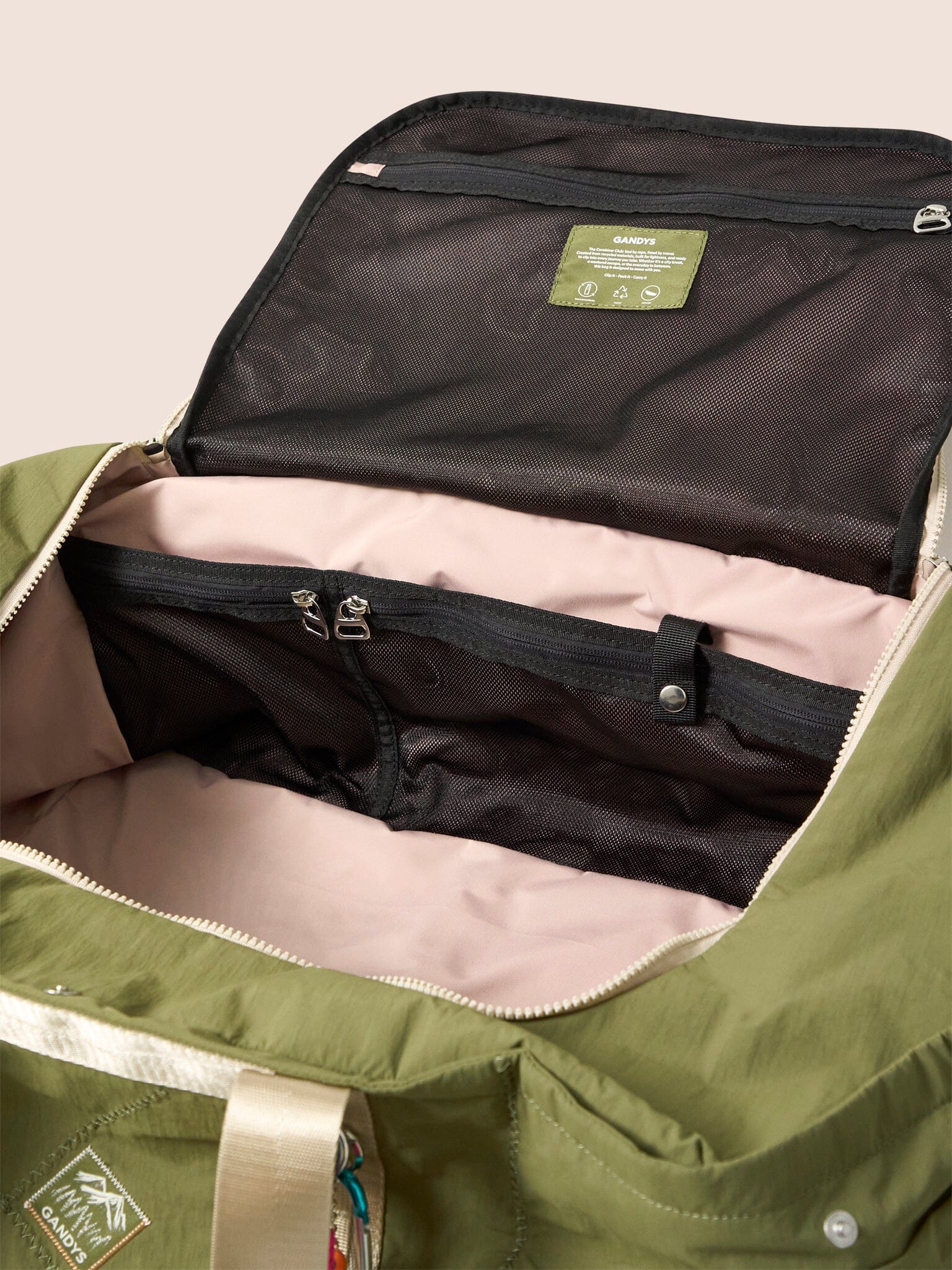 Carabiner Club Recycled Large Cube Weekend Bag in Khaki - Image 6