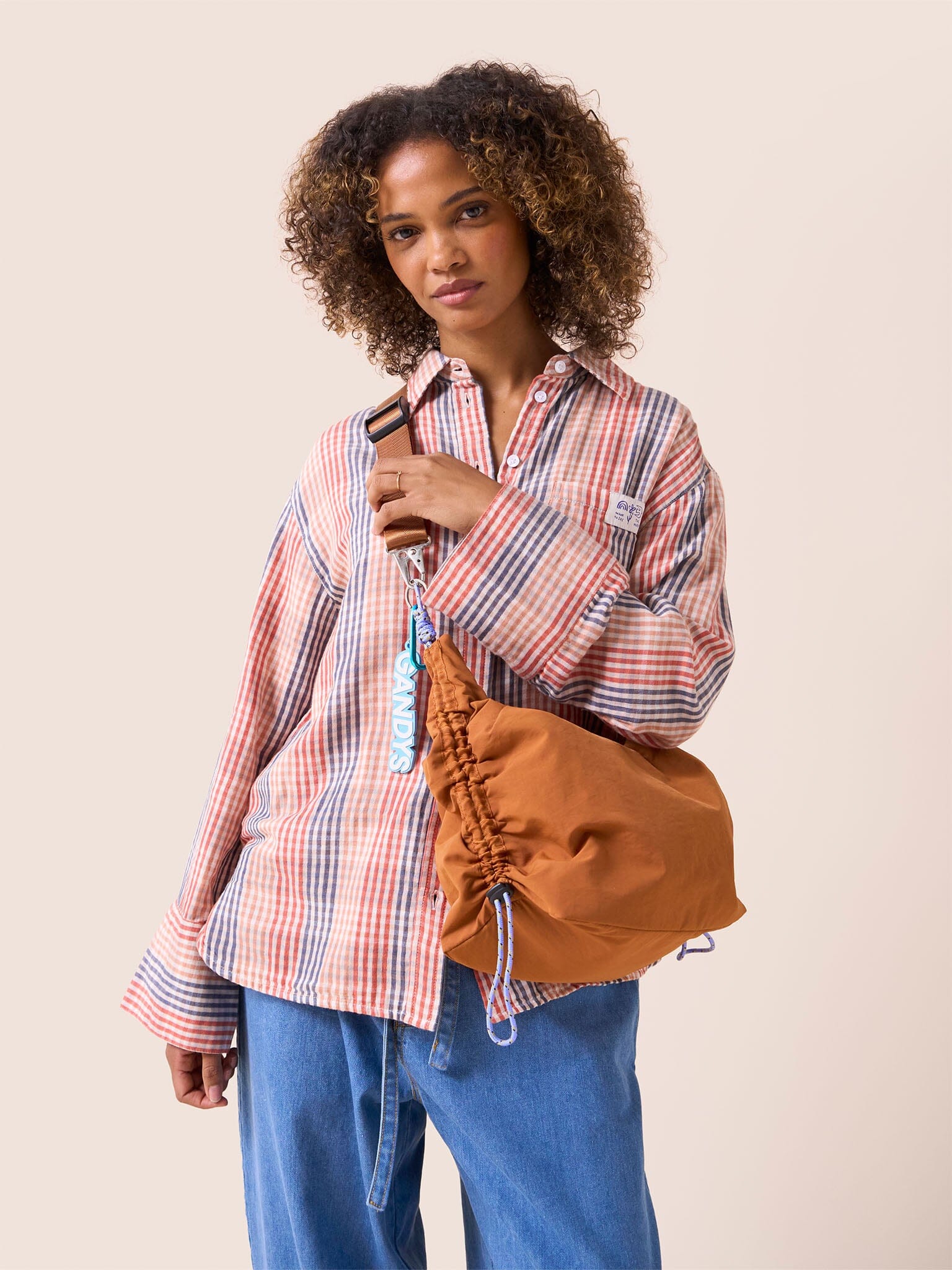 Carabiner Club Recycled Small Crescent Bag in Orange - Image 3