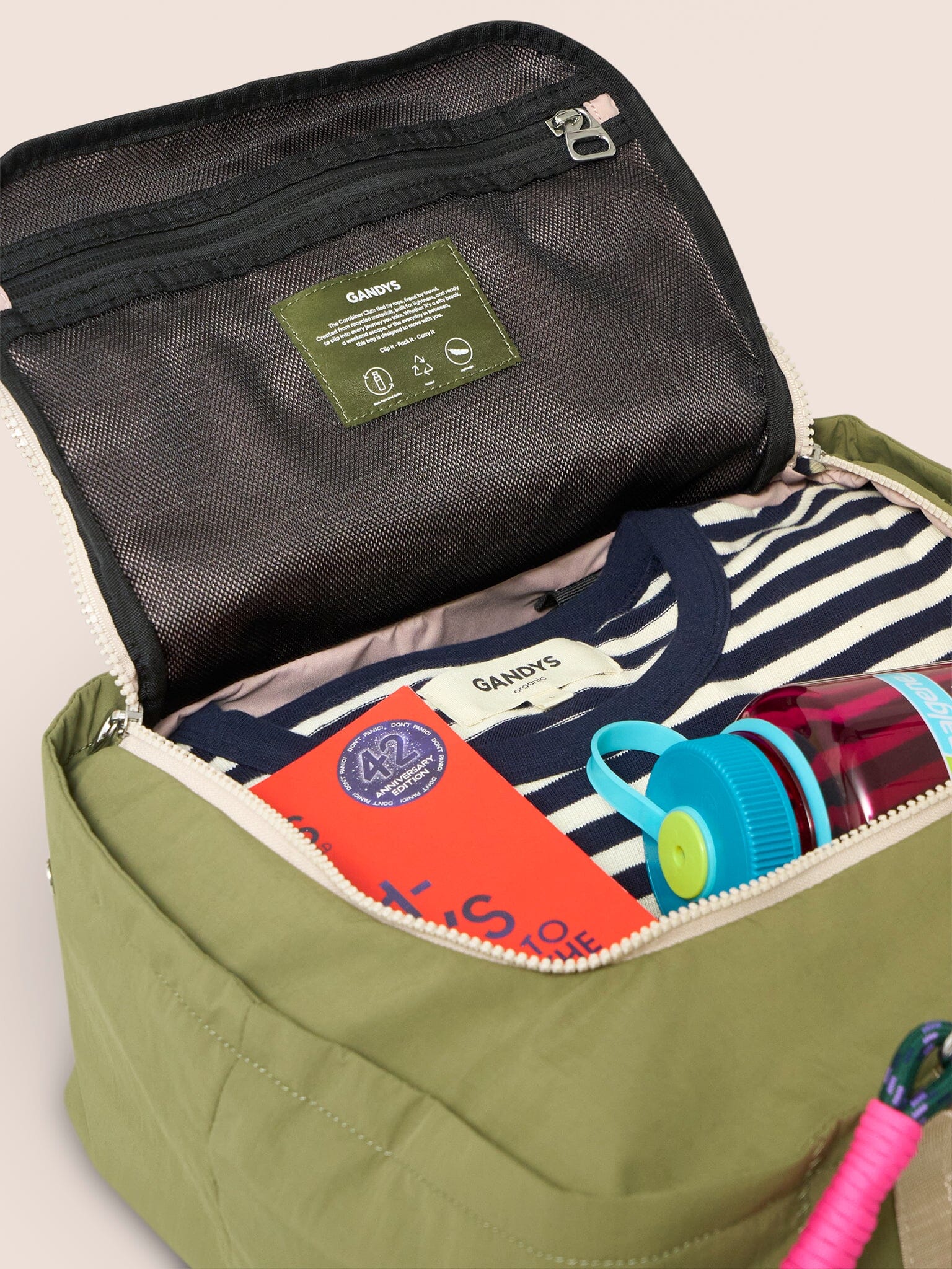 Carabiner Club Recycled Small Cube Crossbody in Khaki - Image 4