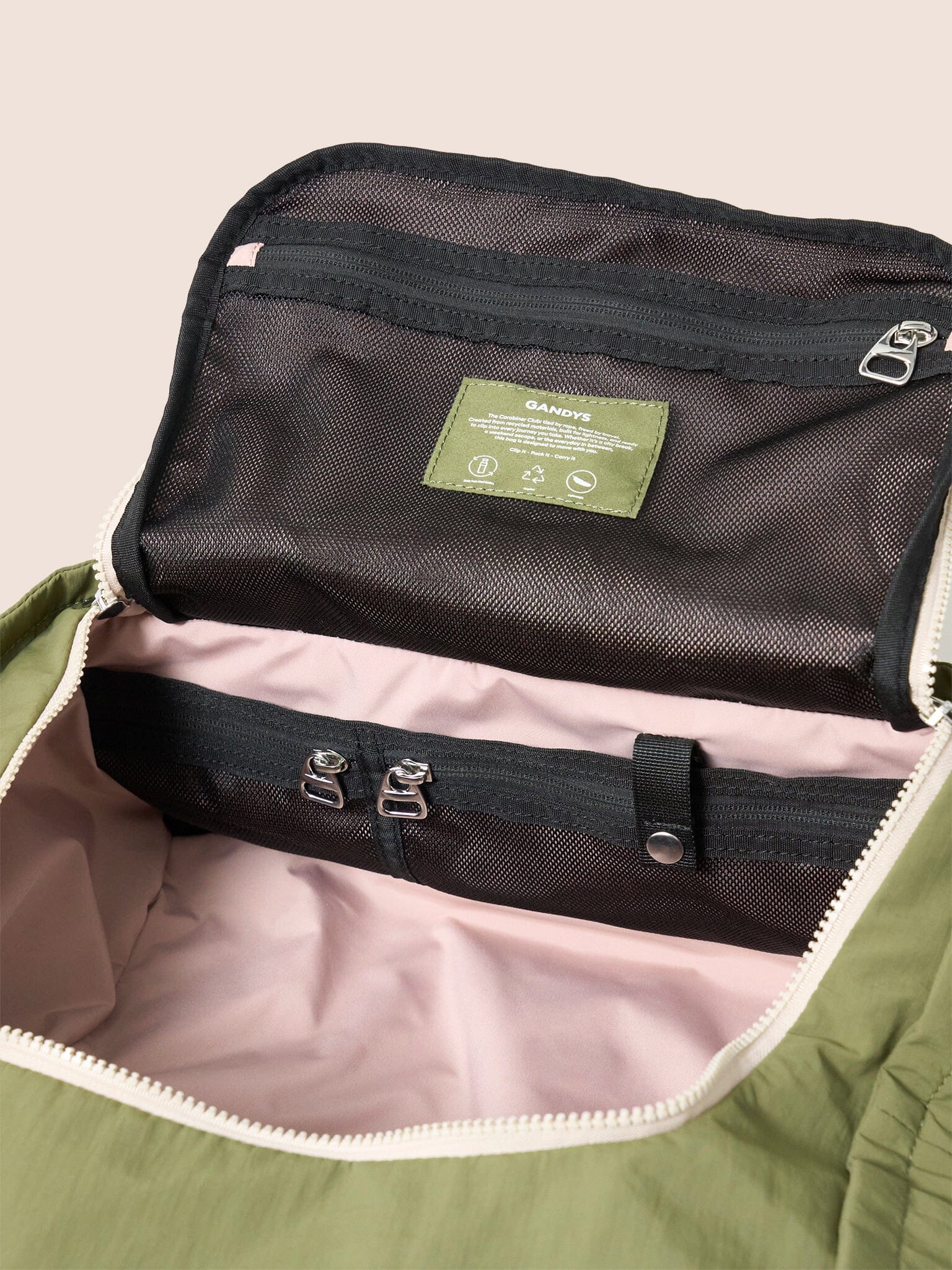 Carabiner Club Recycled Small Cube Crossbody in Khaki - Image 8
