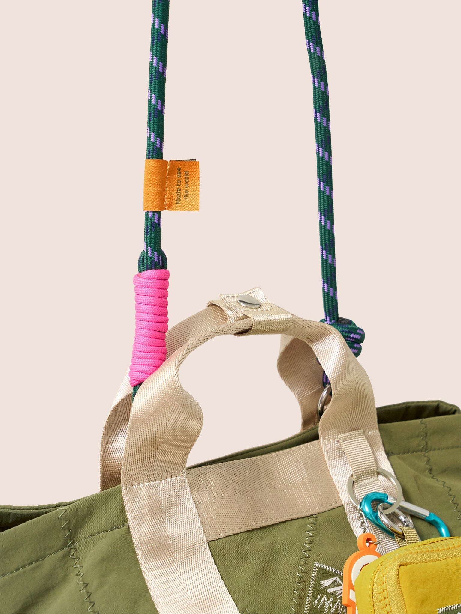 Carabiner Club Recycled Small Cube Crossbody in Khaki - Image 9