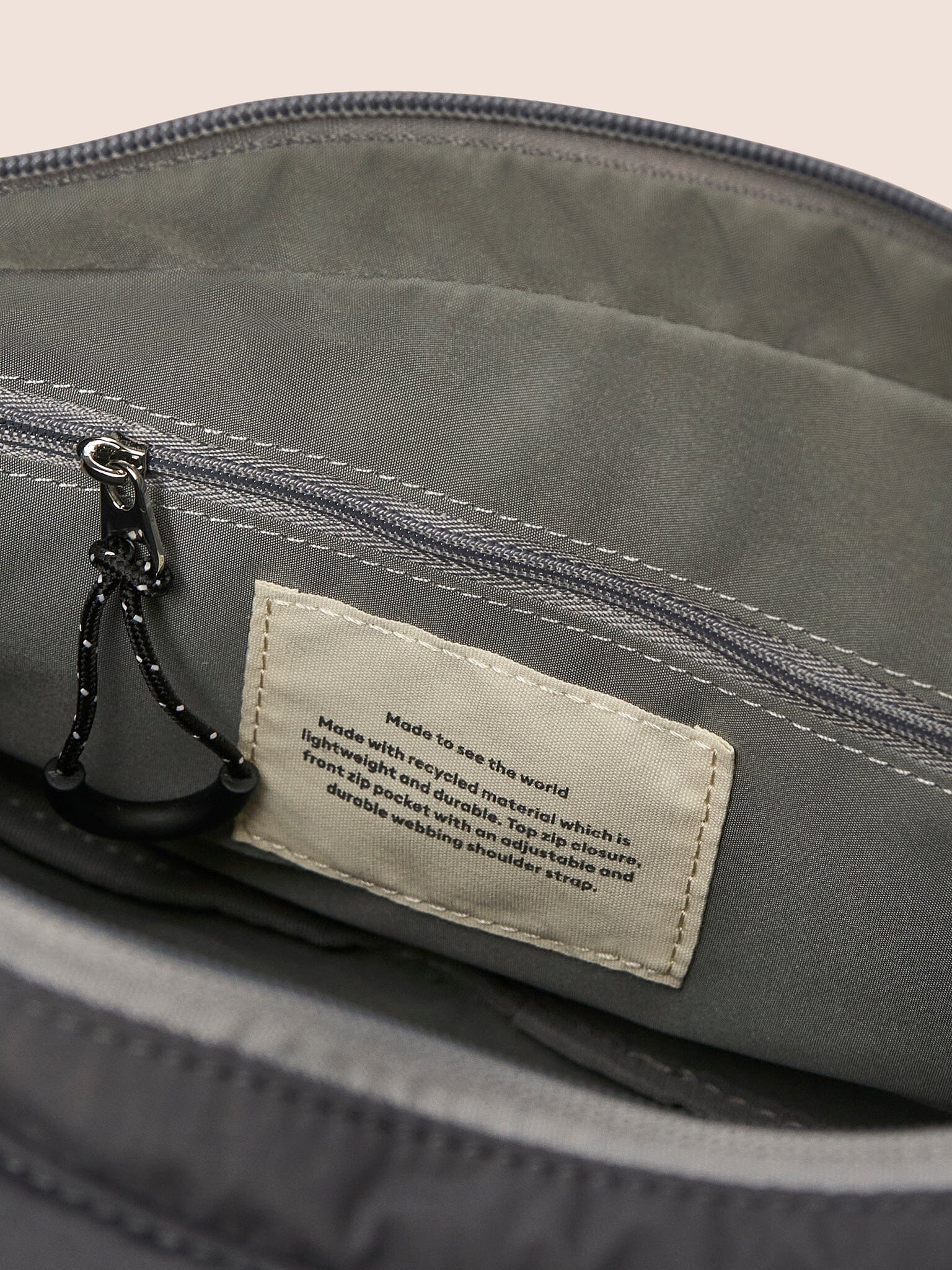 Ecuador Recycled Fabric Sling Bag in Charcoal - Image 5