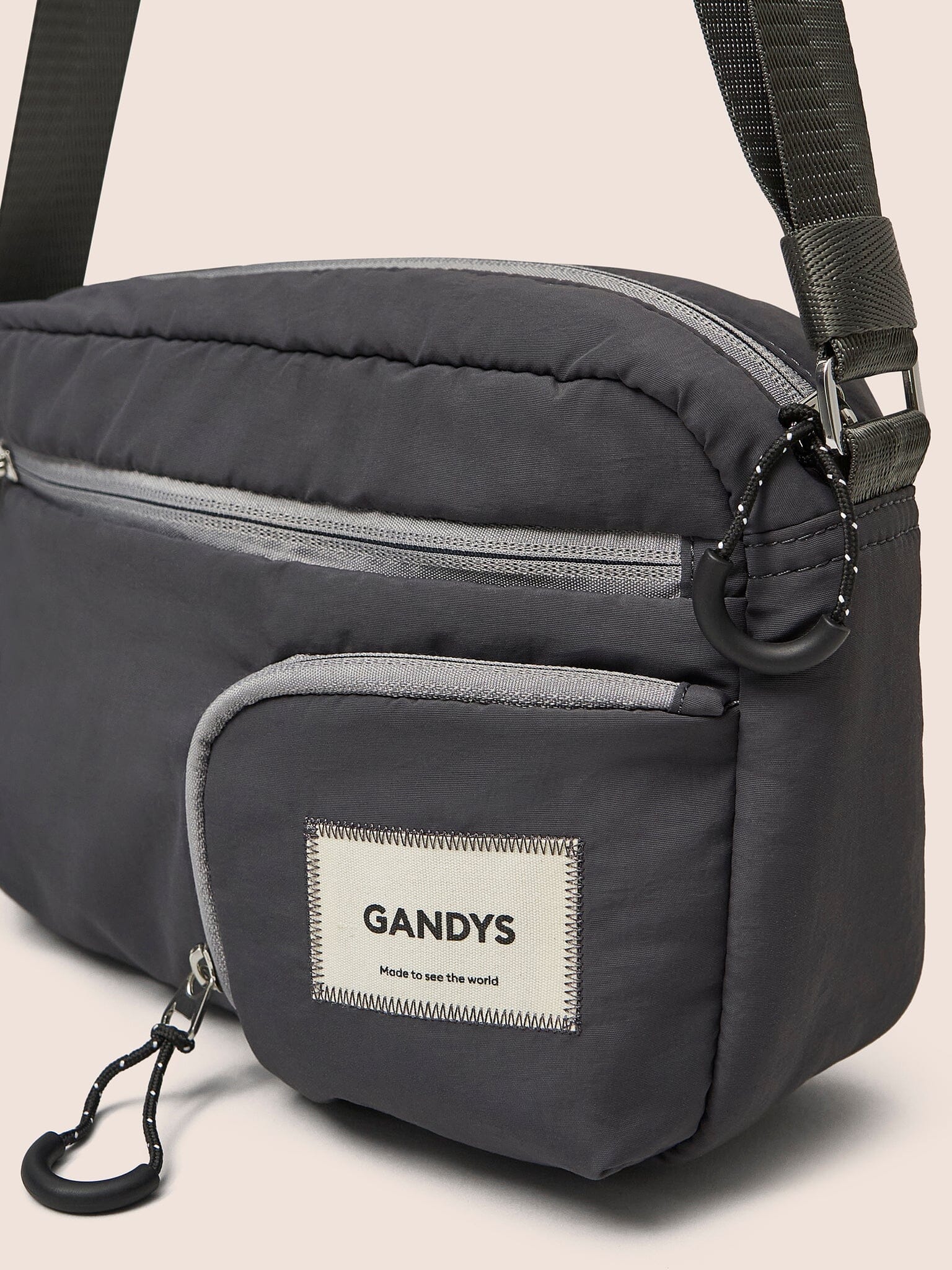 Panama Recycled Fabric Crossbody Shoulder Bag in Charcoal - Image 4