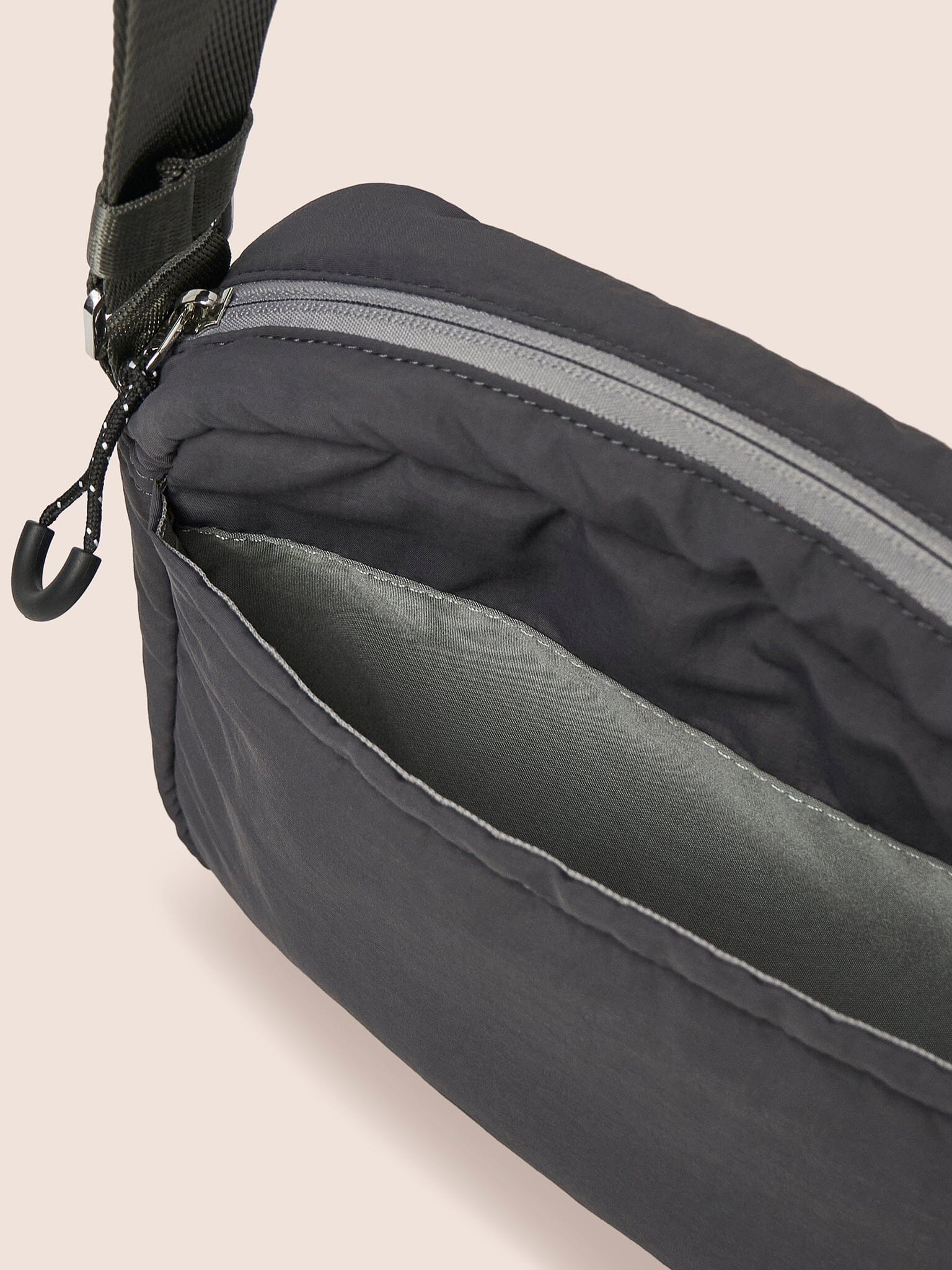 Panama Recycled Fabric Crossbody Shoulder Bag in Charcoal - Image 5