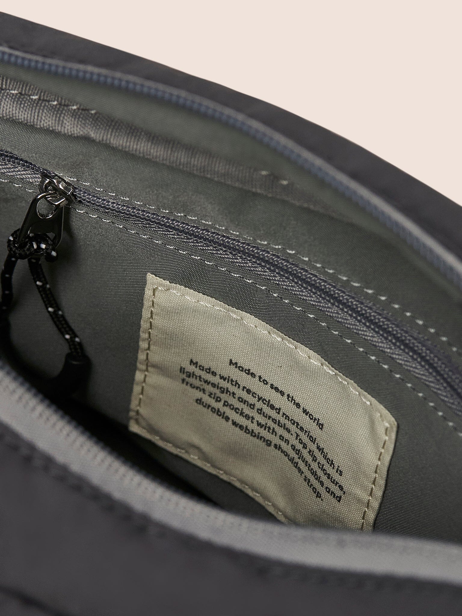 Panama Recycled Fabric Crossbody Shoulder Bag in Charcoal - Image 6