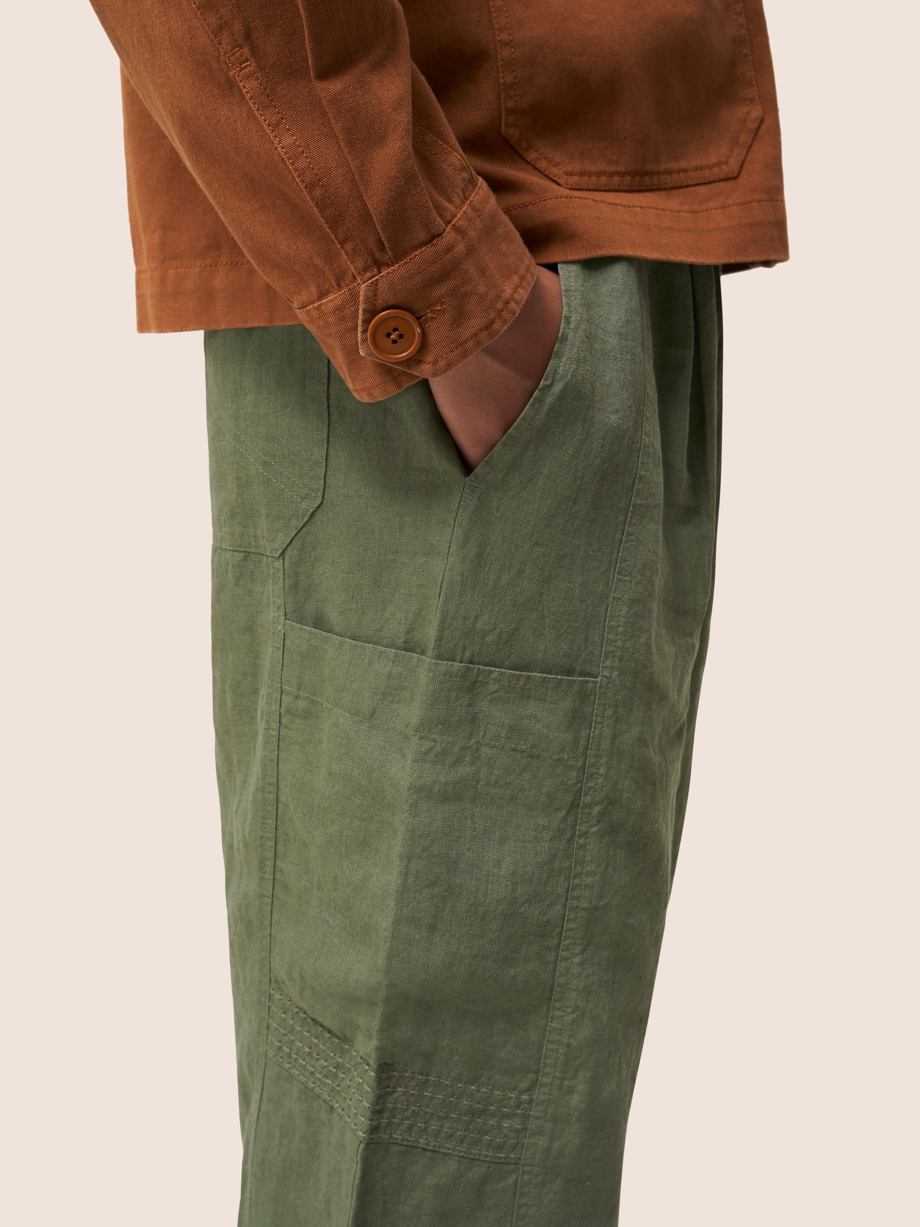 Green Bembridge Barrel Linen Trouser - Image 6