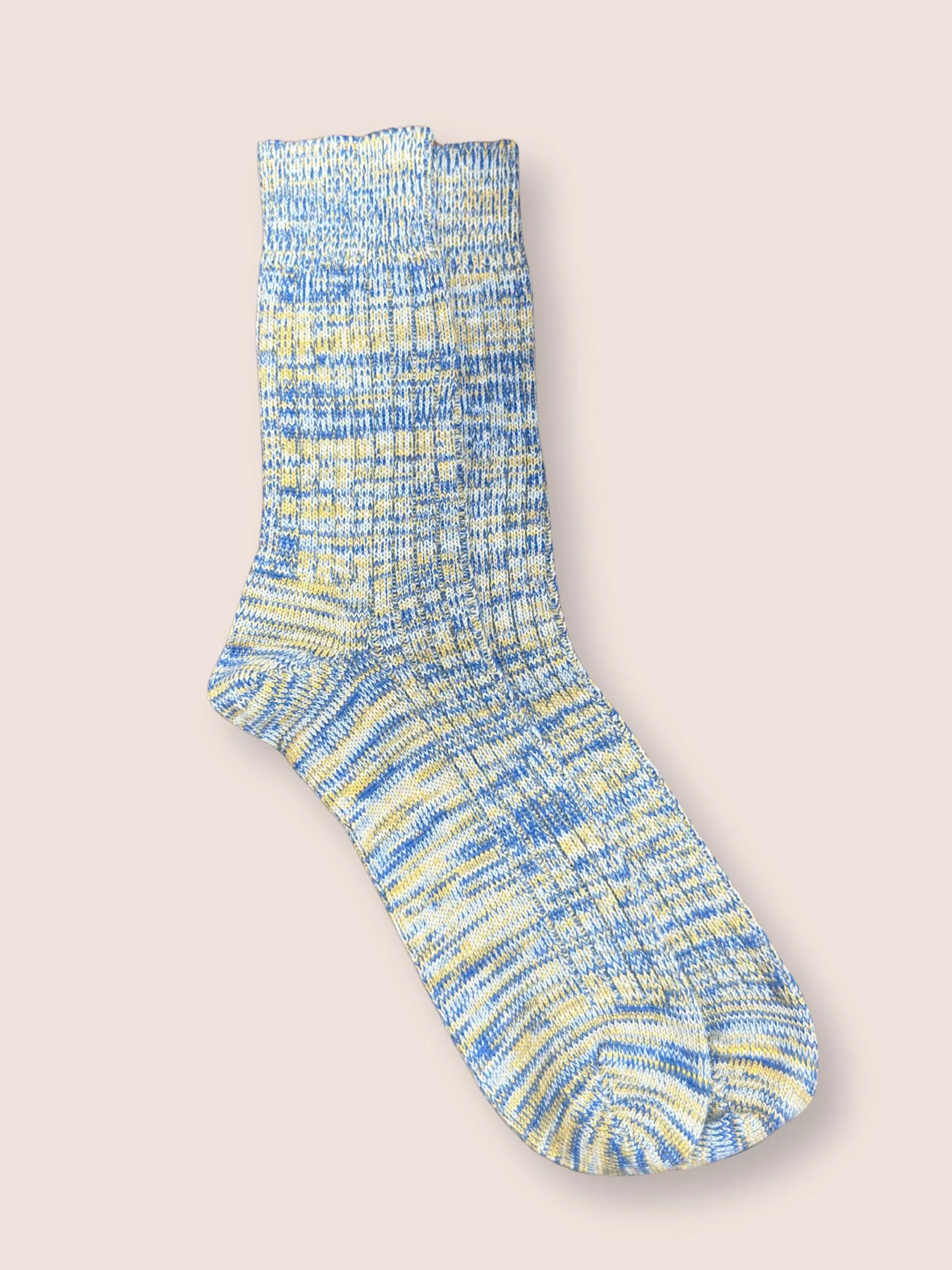 Haworth Made in England Socks in Light Blue, Yellow and White - Image 3