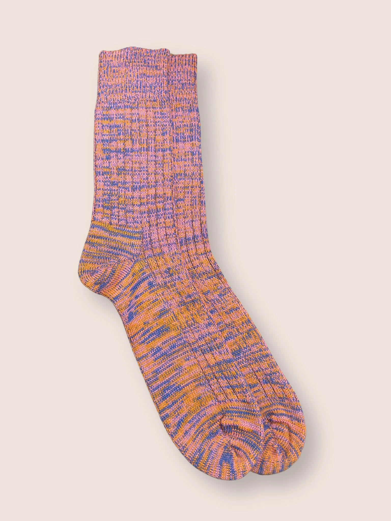 Haworth Made in England Socks in Orange, Pink and Light Blue - Image 3