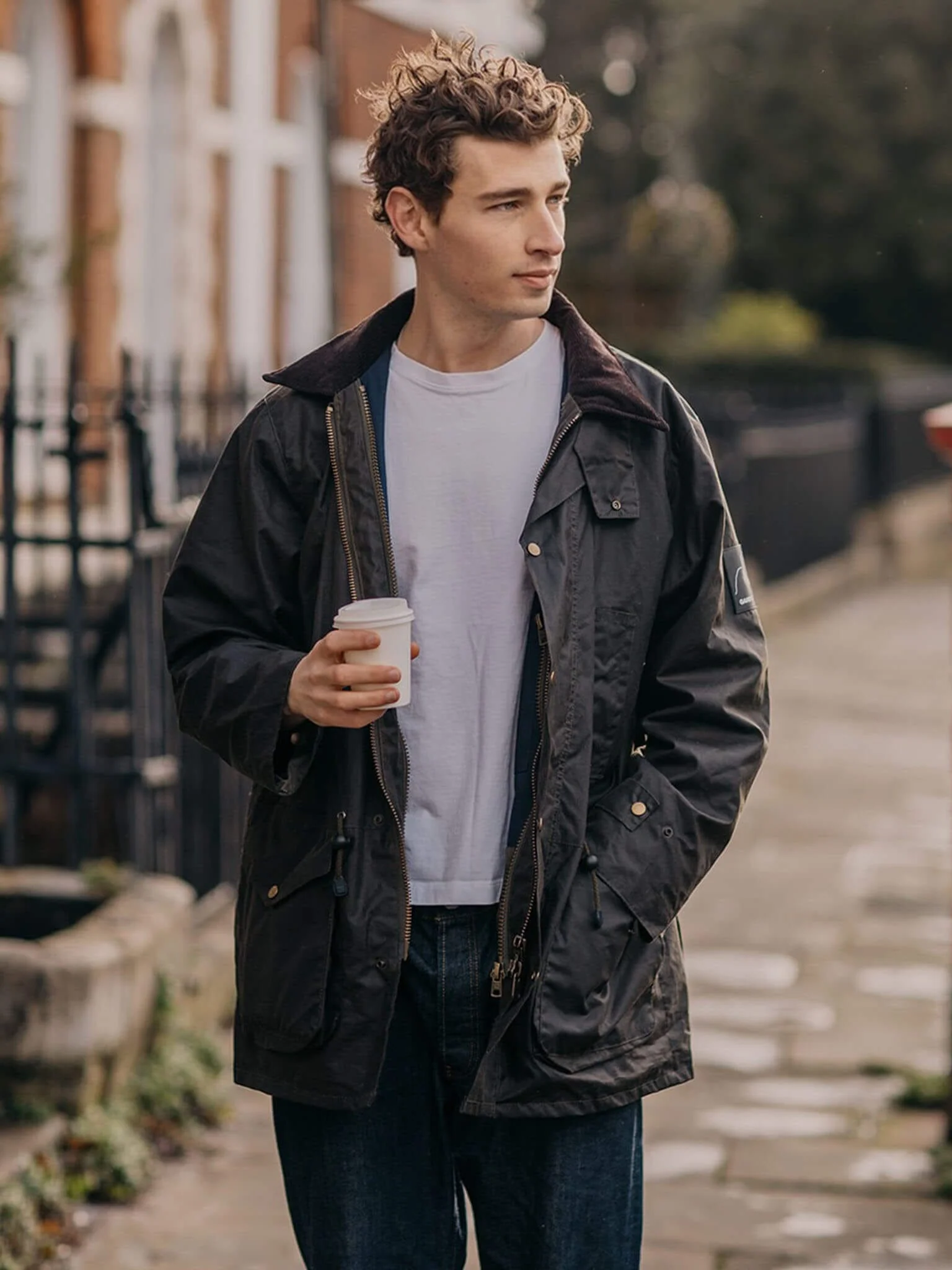 Leighton Waxed Cotton 4 in 1 Coat in Dark Olive - Image 8
