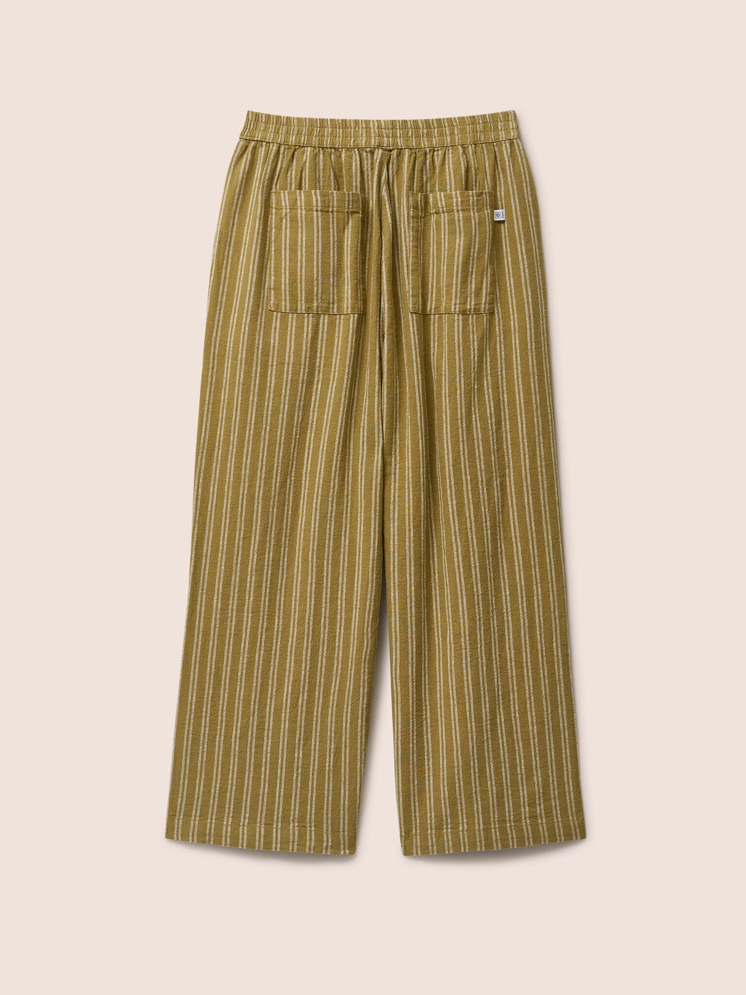 Lexington Cotton Wide Leg Trousers in Caramel Stripe - Image 3