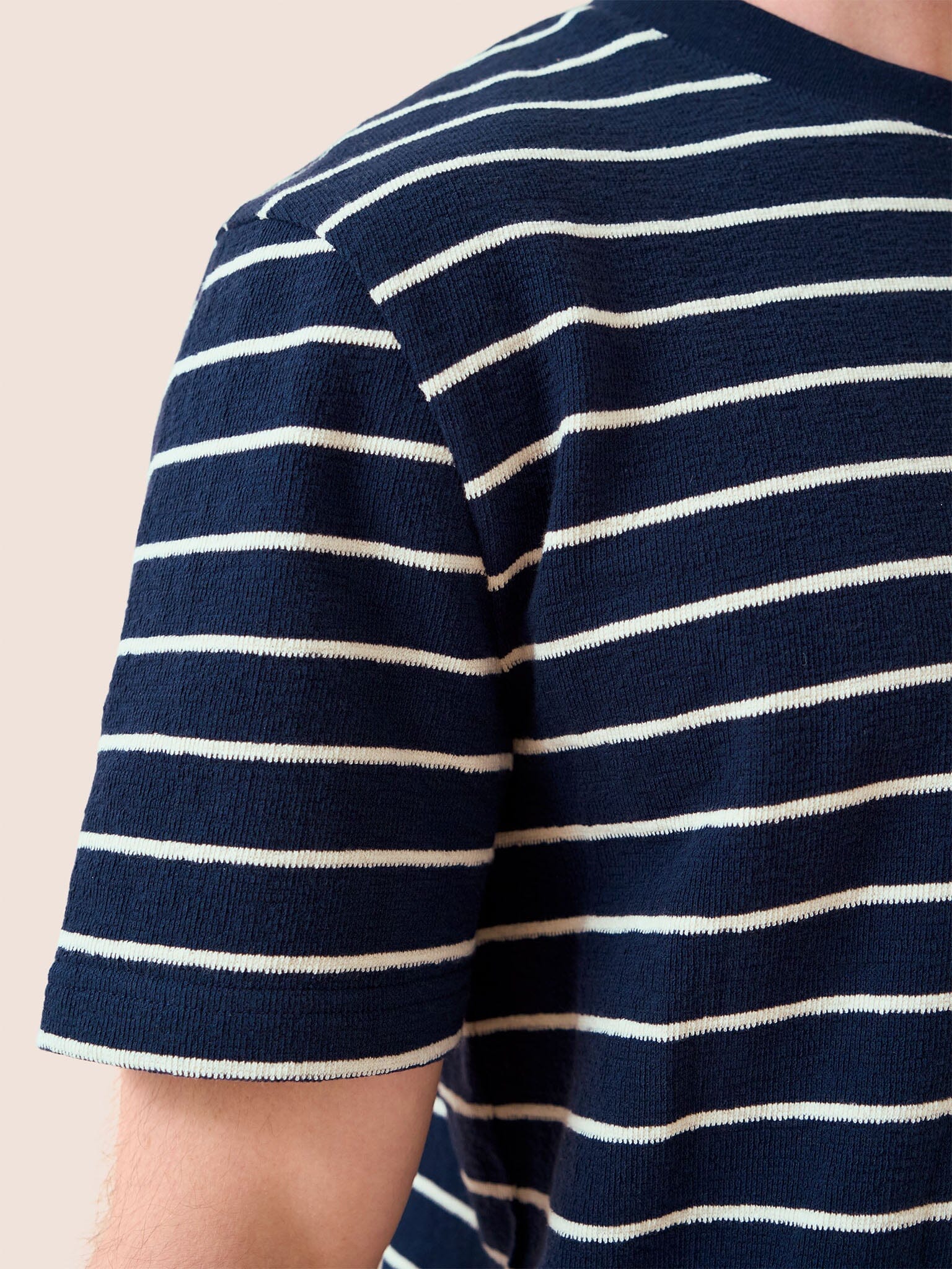 Lucca Classic Organic Cotton Short Sleeve T-Shirt in Navy Stripe - Image 5
