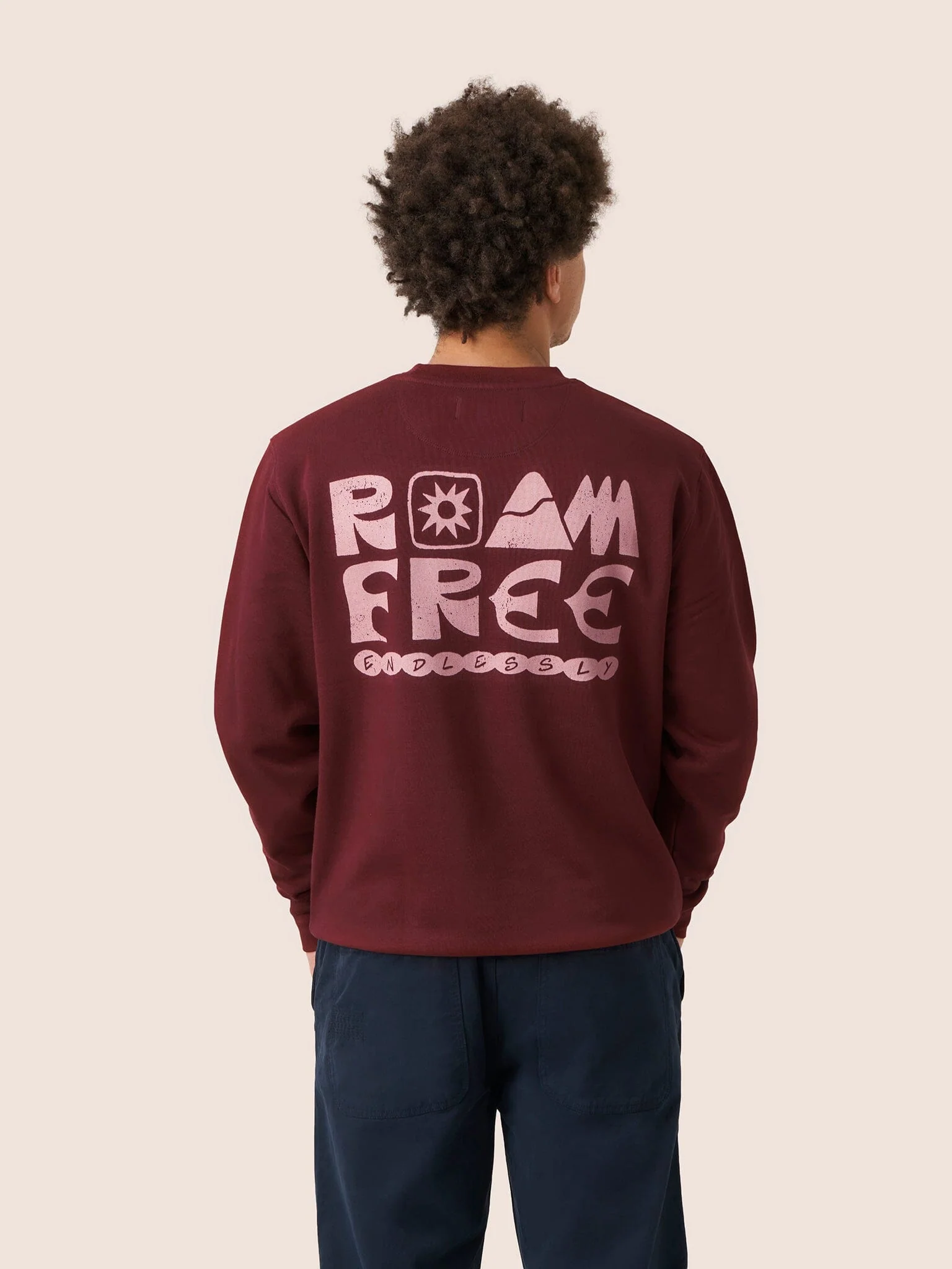 Milford Organic Cotton Roam Free Graphic Sweatshirt in Burgundy - Image 4