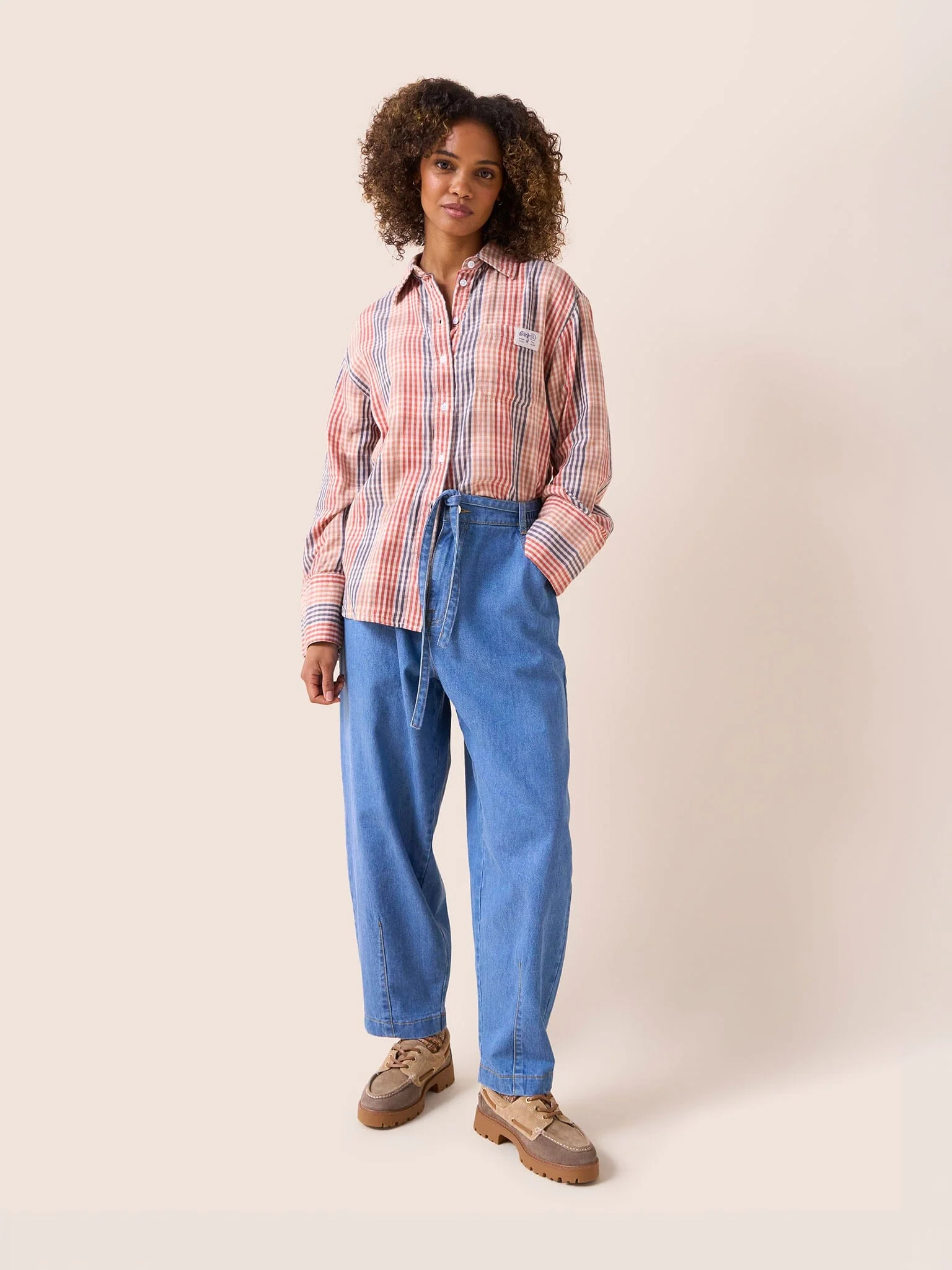 Beaumont Cotton Shirt in Multi Check - Image 5