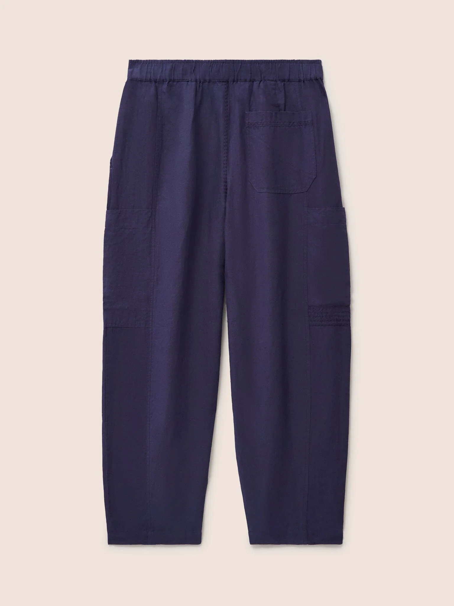 Navy Bembridge Barrel Linen Trouser - Image 4