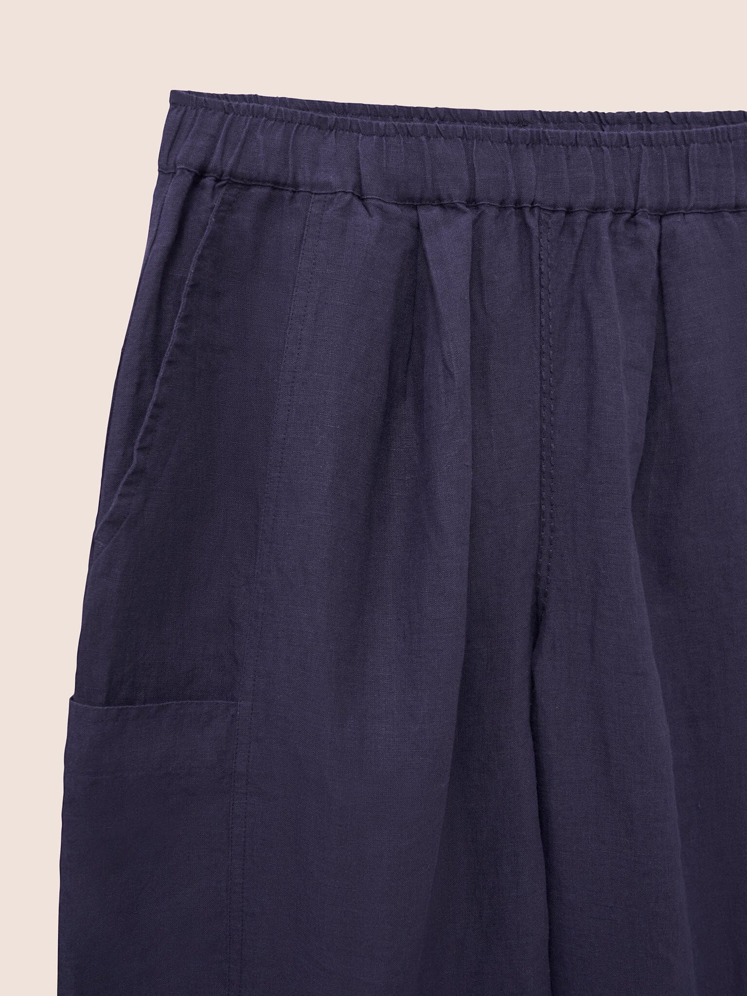 Navy Bembridge Barrel Linen Trouser - Image 8