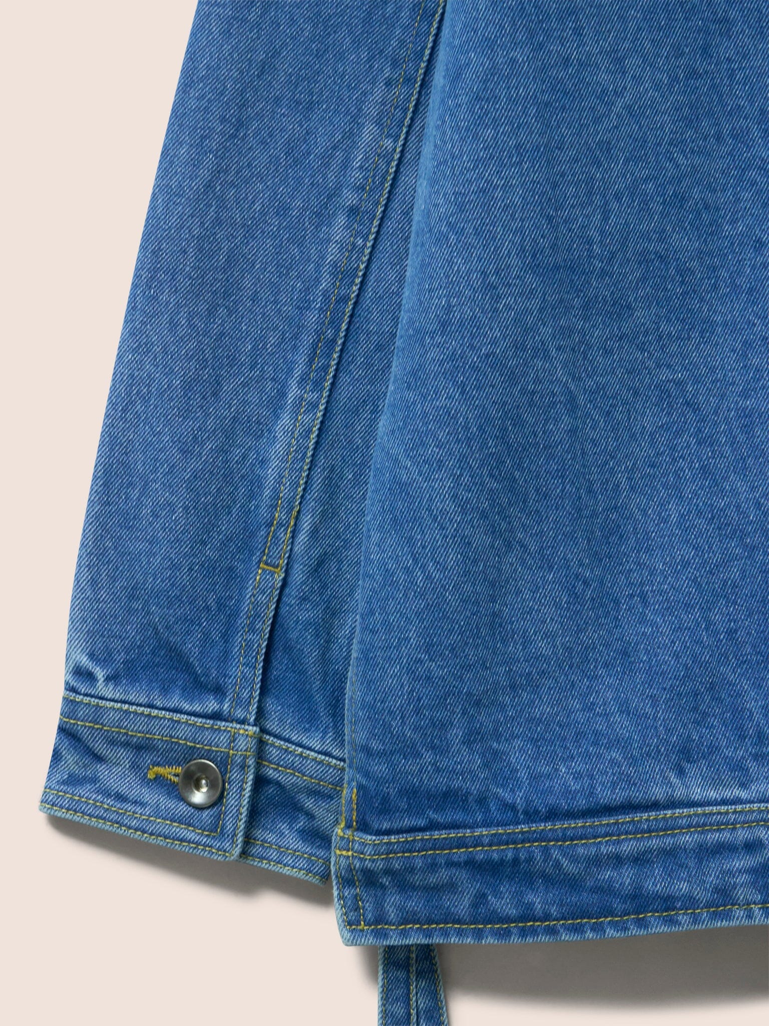 Nimes Cotton Tie Detail Denim Jacket in Midwash - Image 5