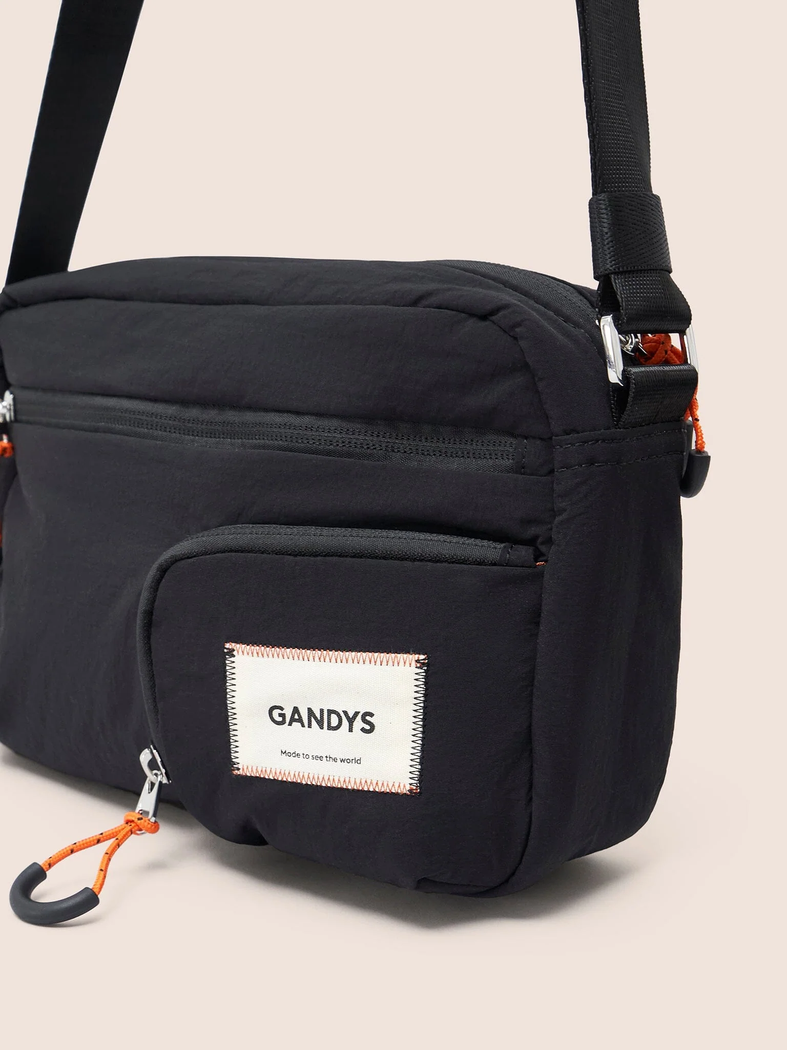Panama Recycled Nylon Lightweight Crossbody Shoulder Bag in Black - Image 5