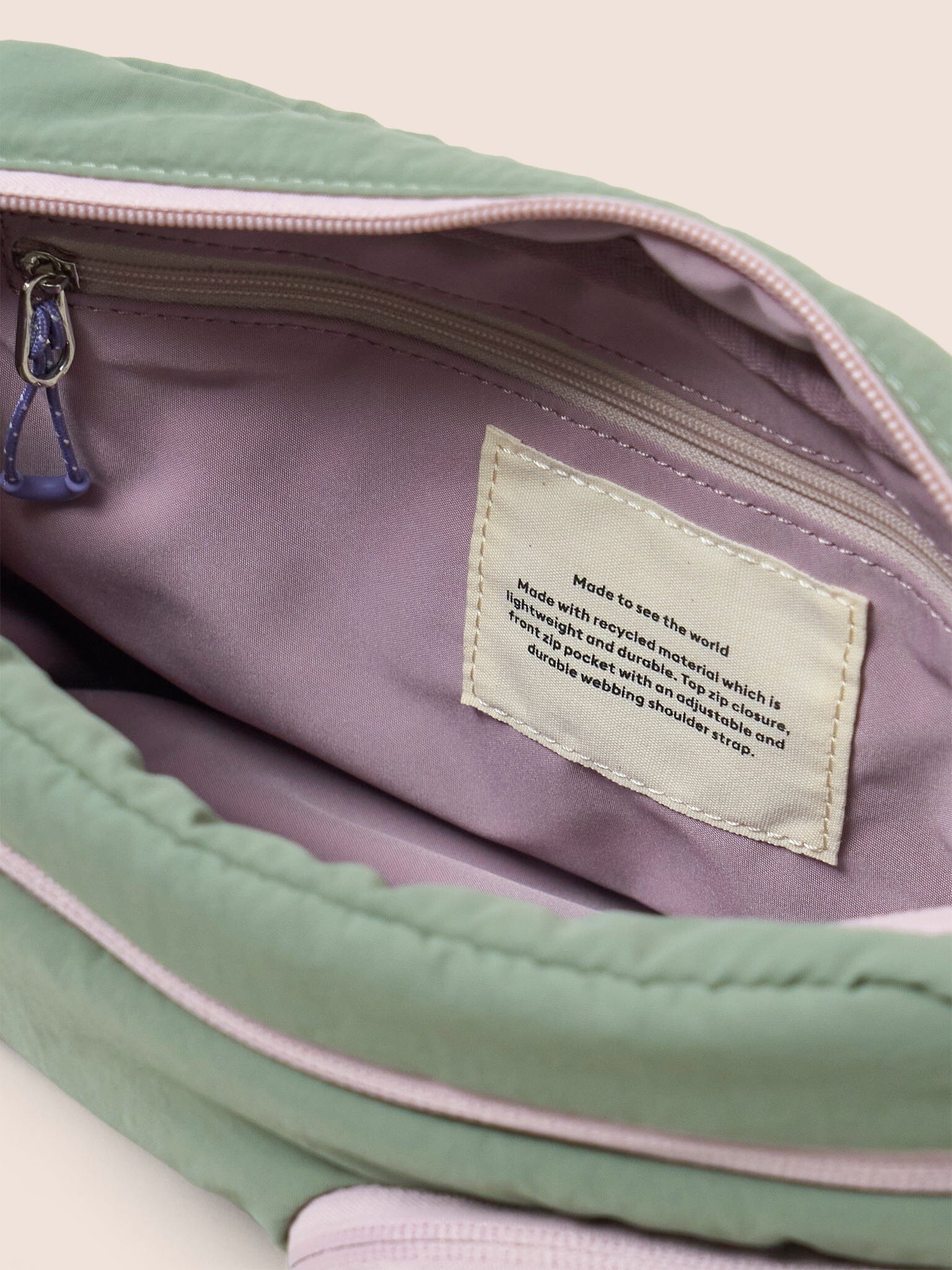 Panama Recycled Nylon Lightweight Crossbody Shoulder Bag in Hedge Green - Image 6