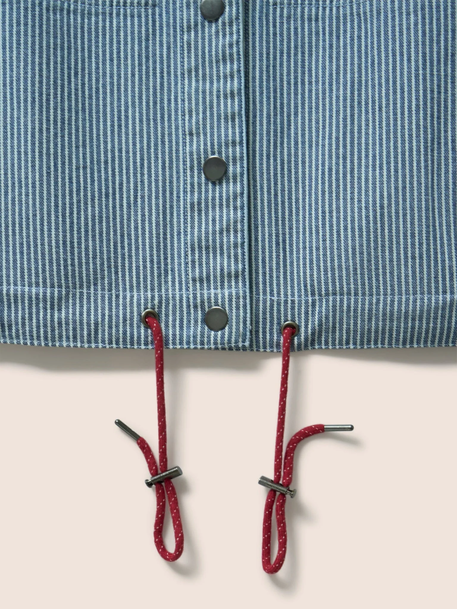 Provence Cotton Collarless Jacket in Blue Stripe - Image 6