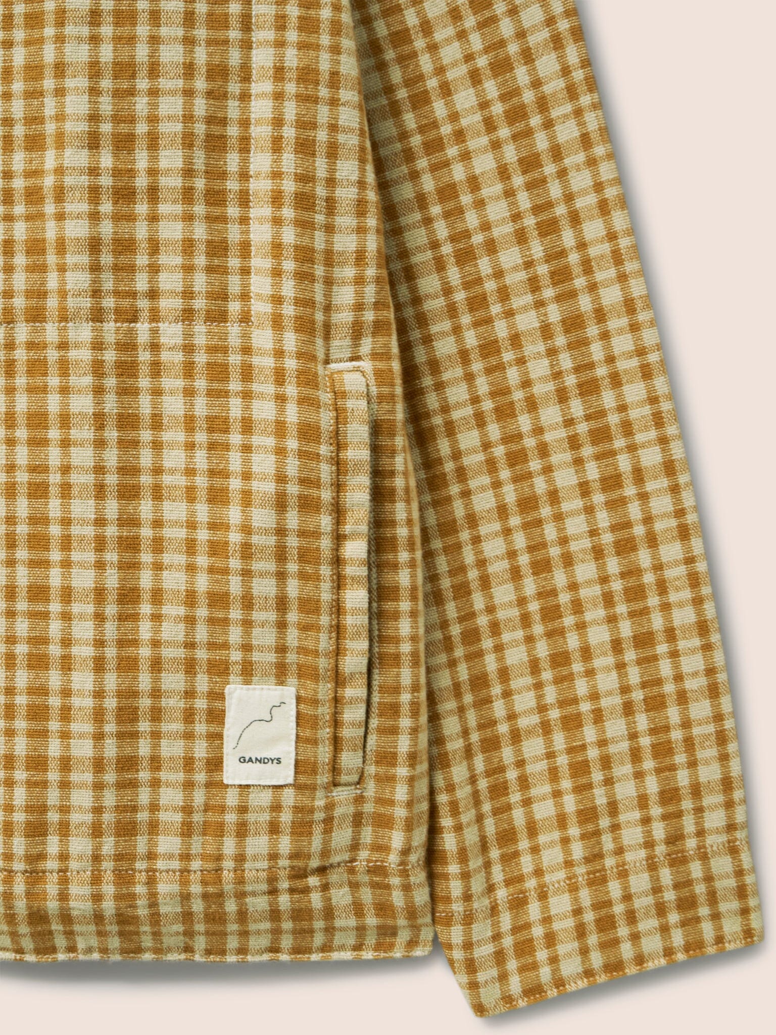 Provence Cotton Collarless Jacket in Mustard Check - Image 5