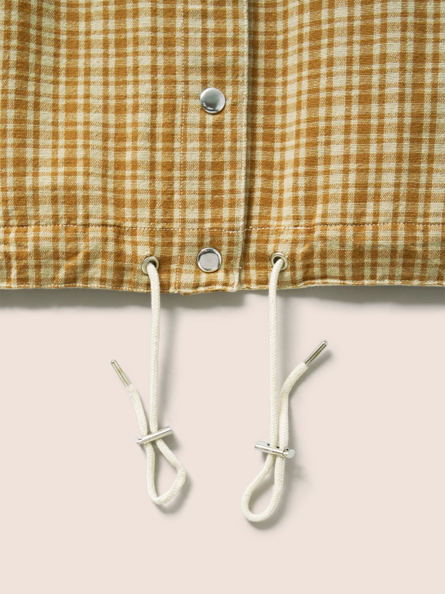 Provence Cotton Collarless Jacket in Mustard Check - Image 6