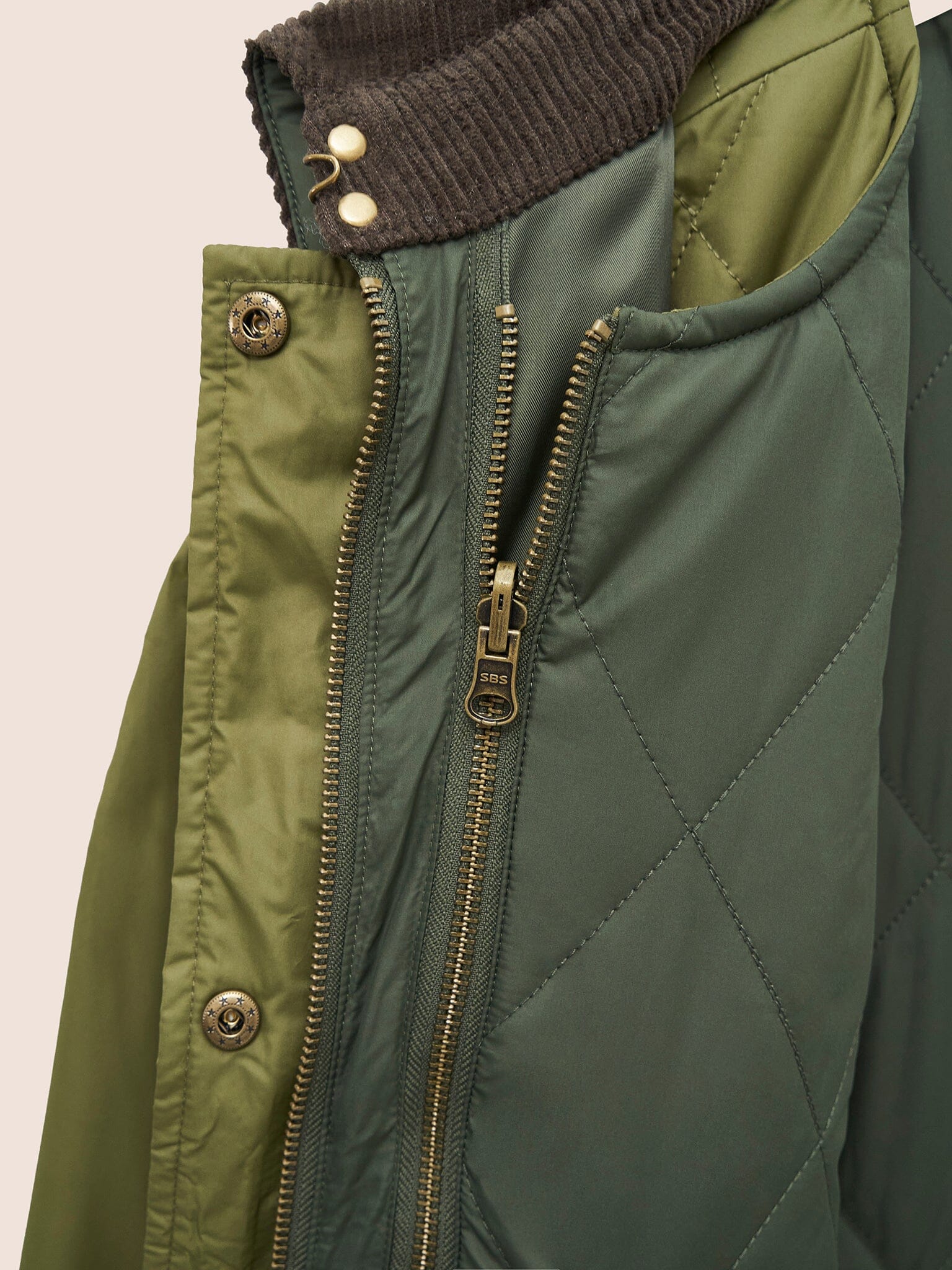 Quebec Quilted 3 in 1 Modular Longline Coat in Khaki - Image 8