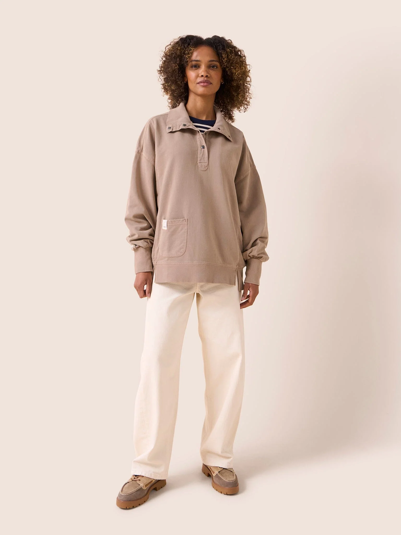 Timor Cotton Funnel Neck Sweater in Rose - Image 6