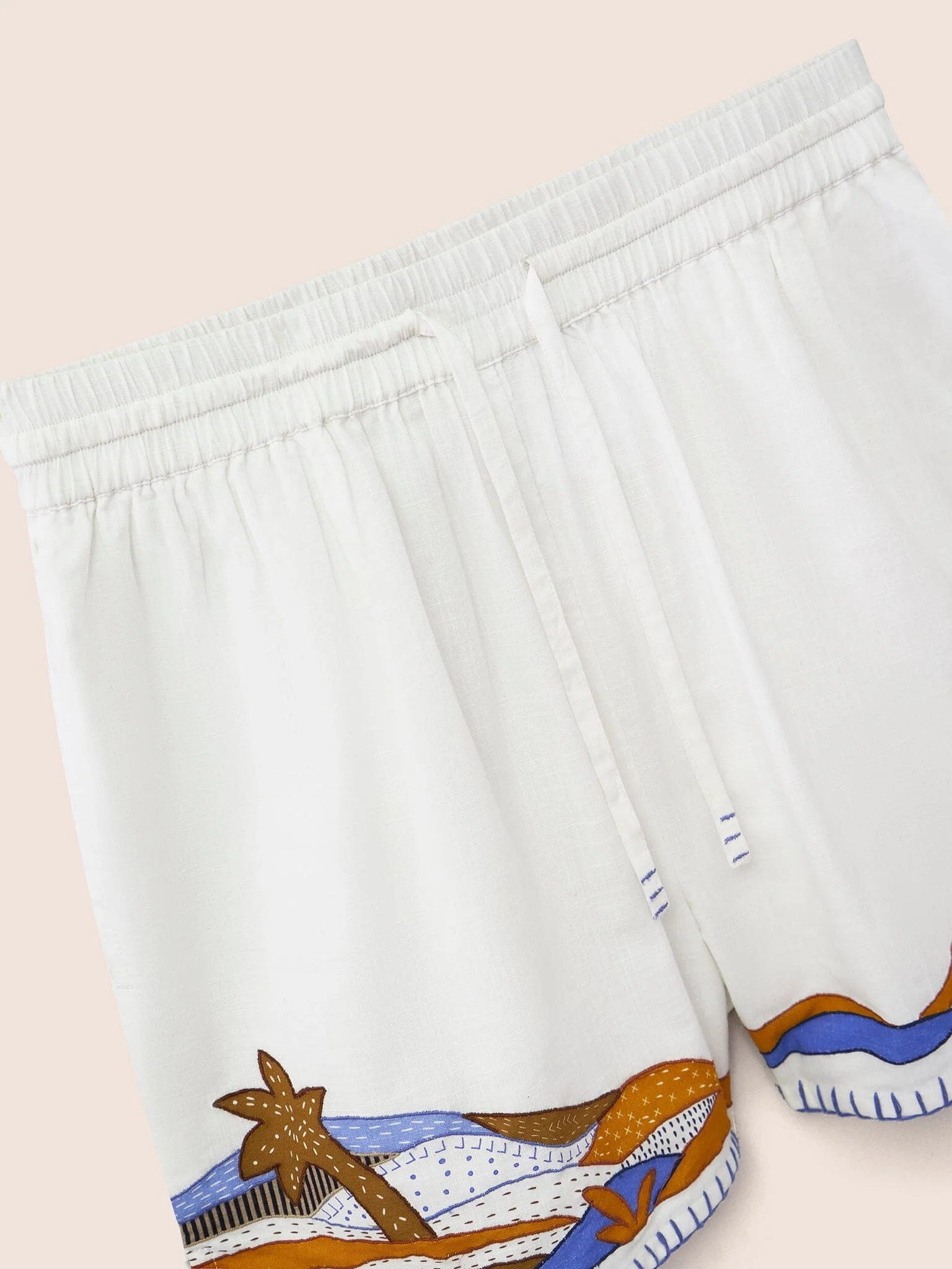 White Benoa Elasticated Waist Applique Shorts - Image 4