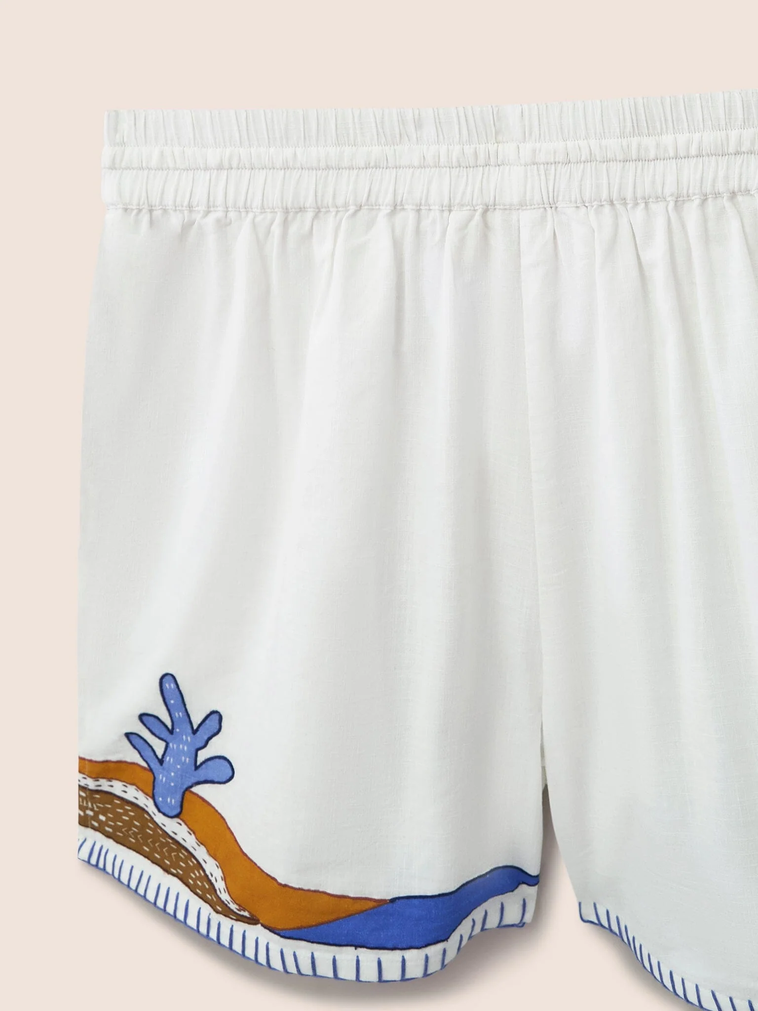 White Benoa Elasticated Waist Applique Shorts - Image 6